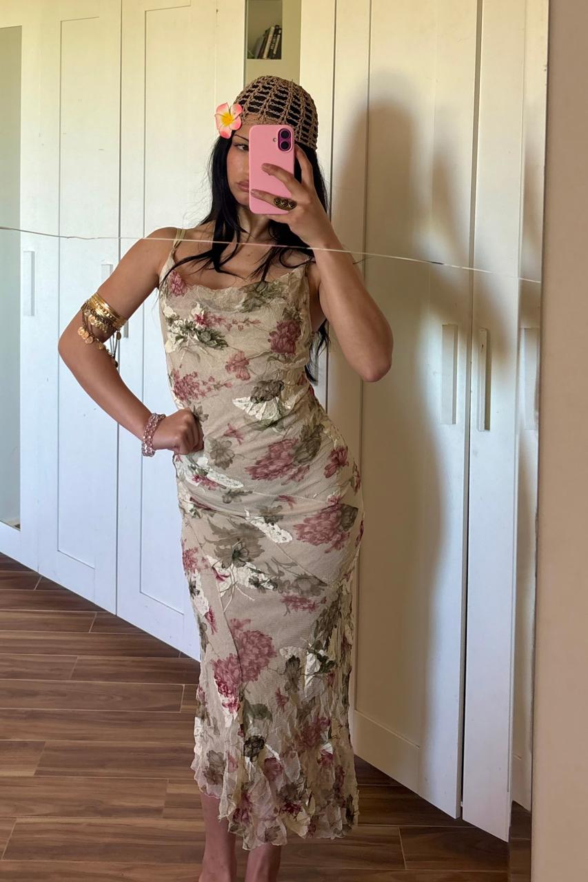 Vintage 2000s floral lace asymmetric dress