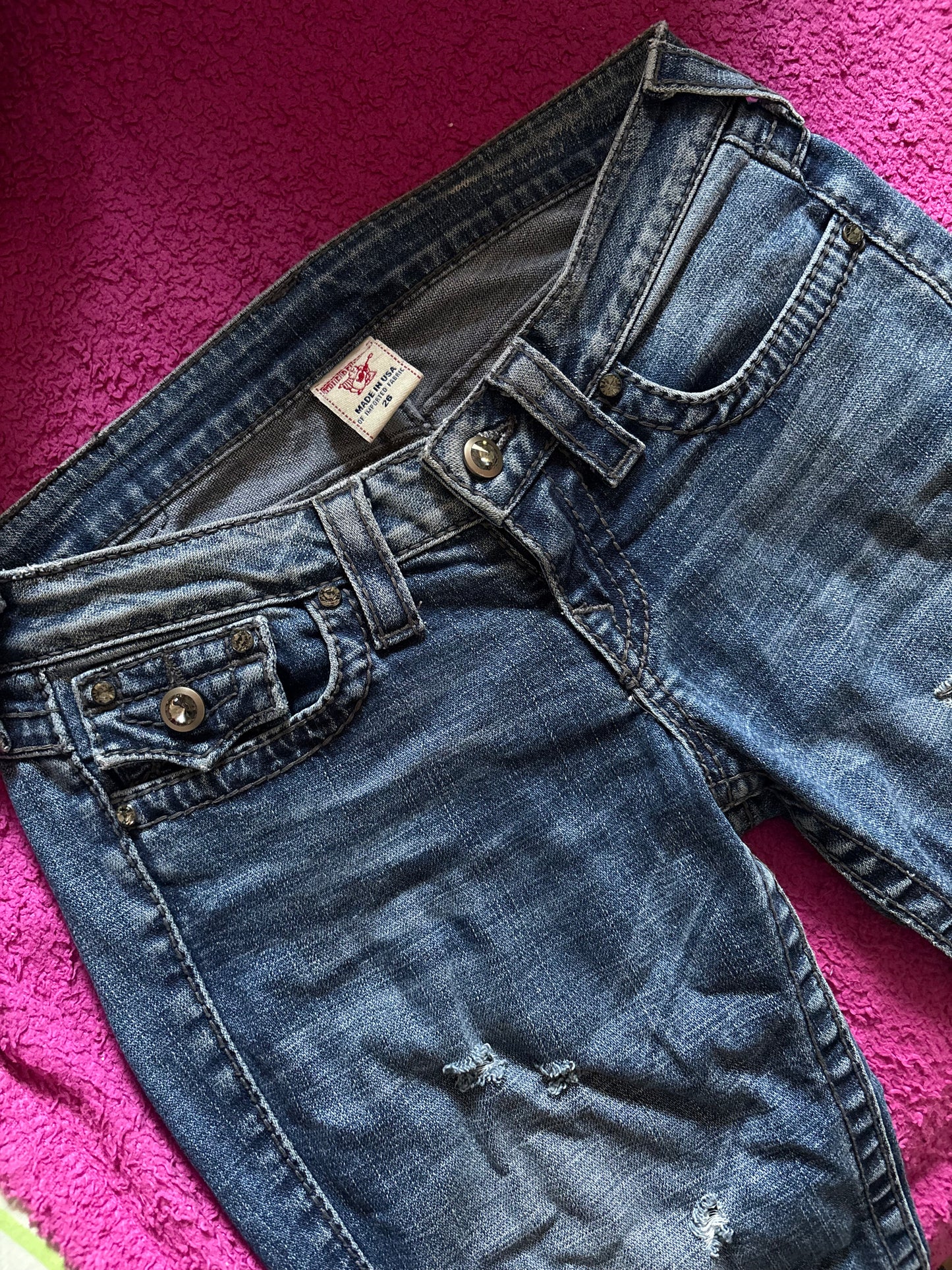 True religion bling rhinestone low rise jeans