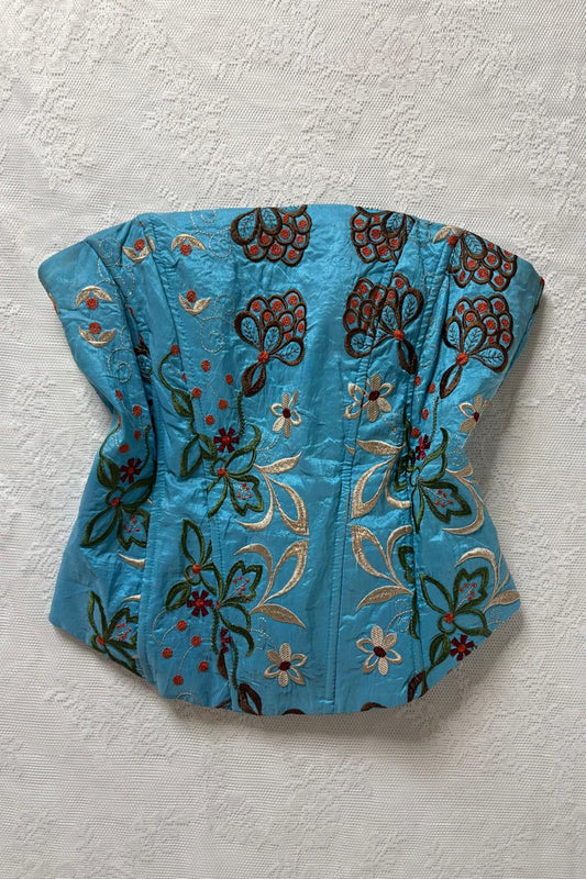 2000s floral embroidered corset