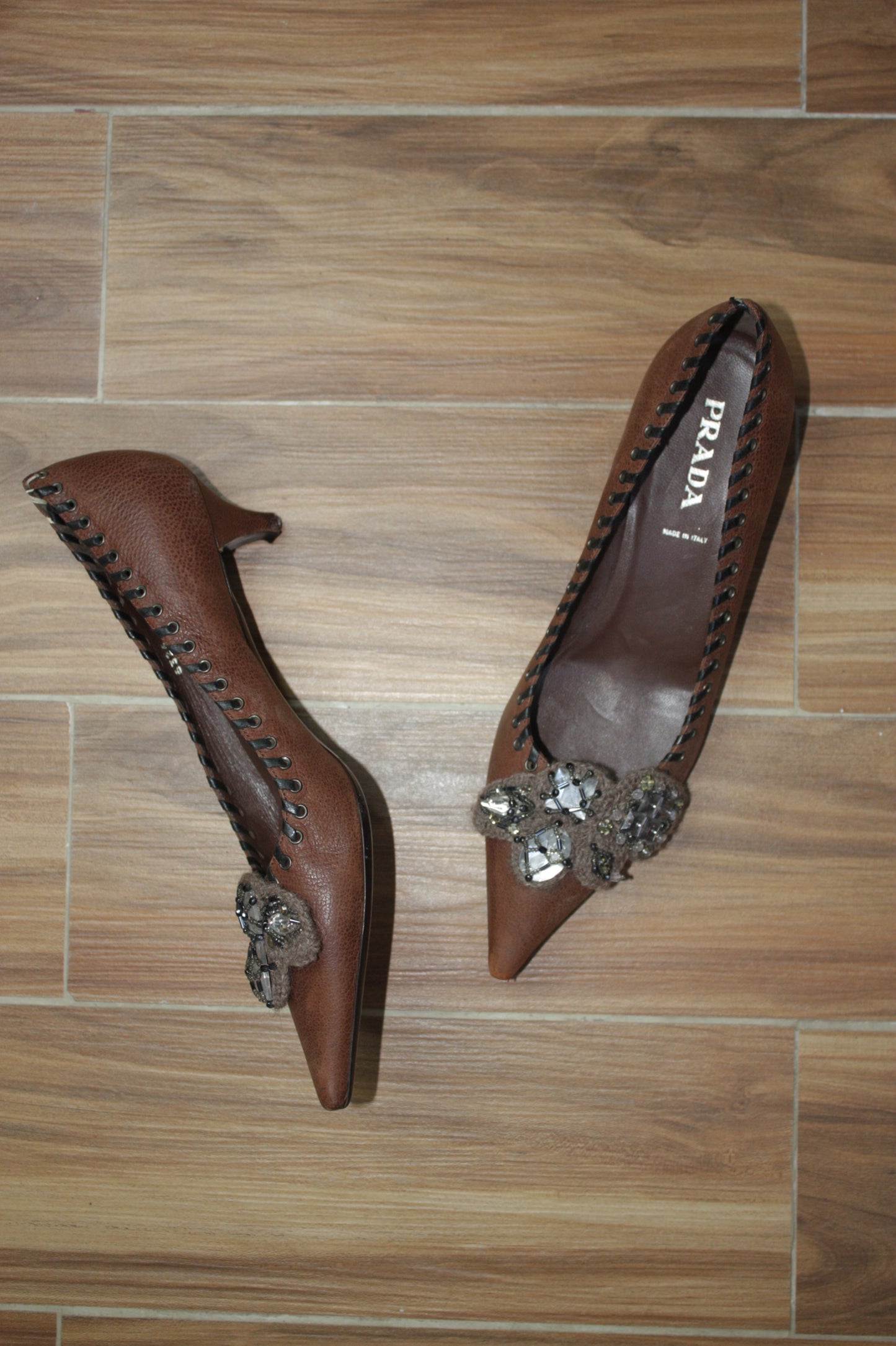 Prada leather heel