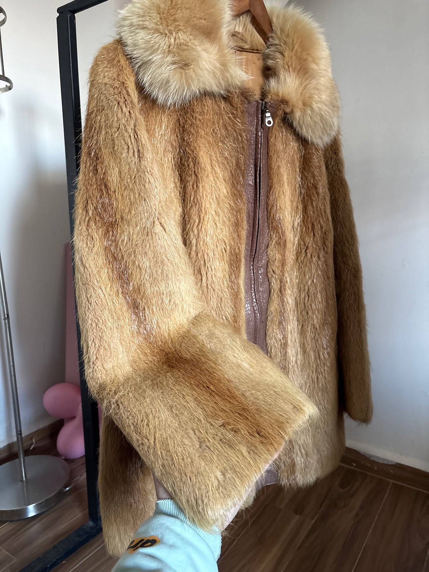 Real fur zip up jacket
