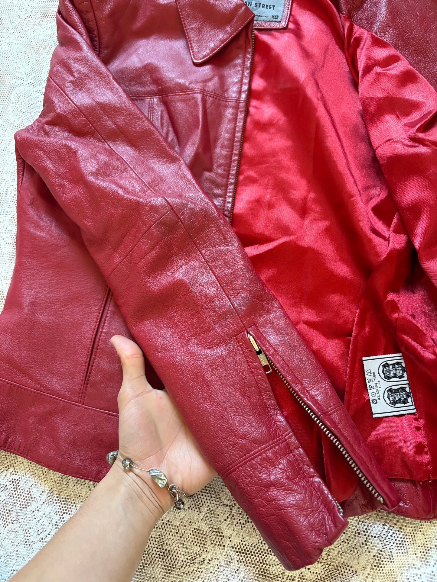 Red leather jacket