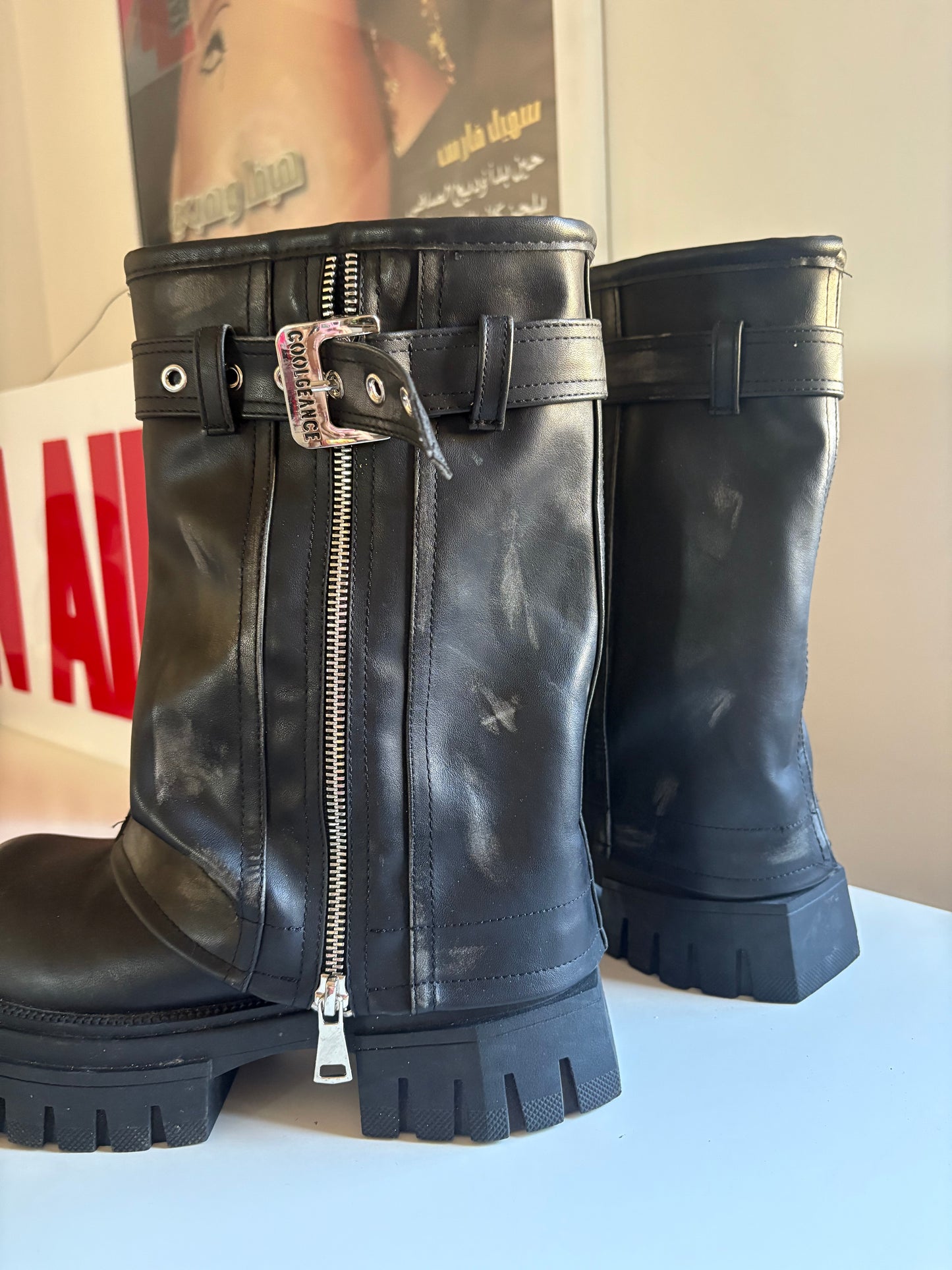 Fold over platform boots