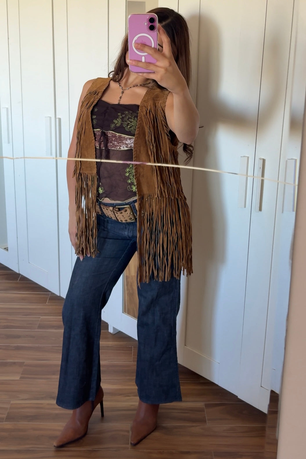 Suede fringed vest