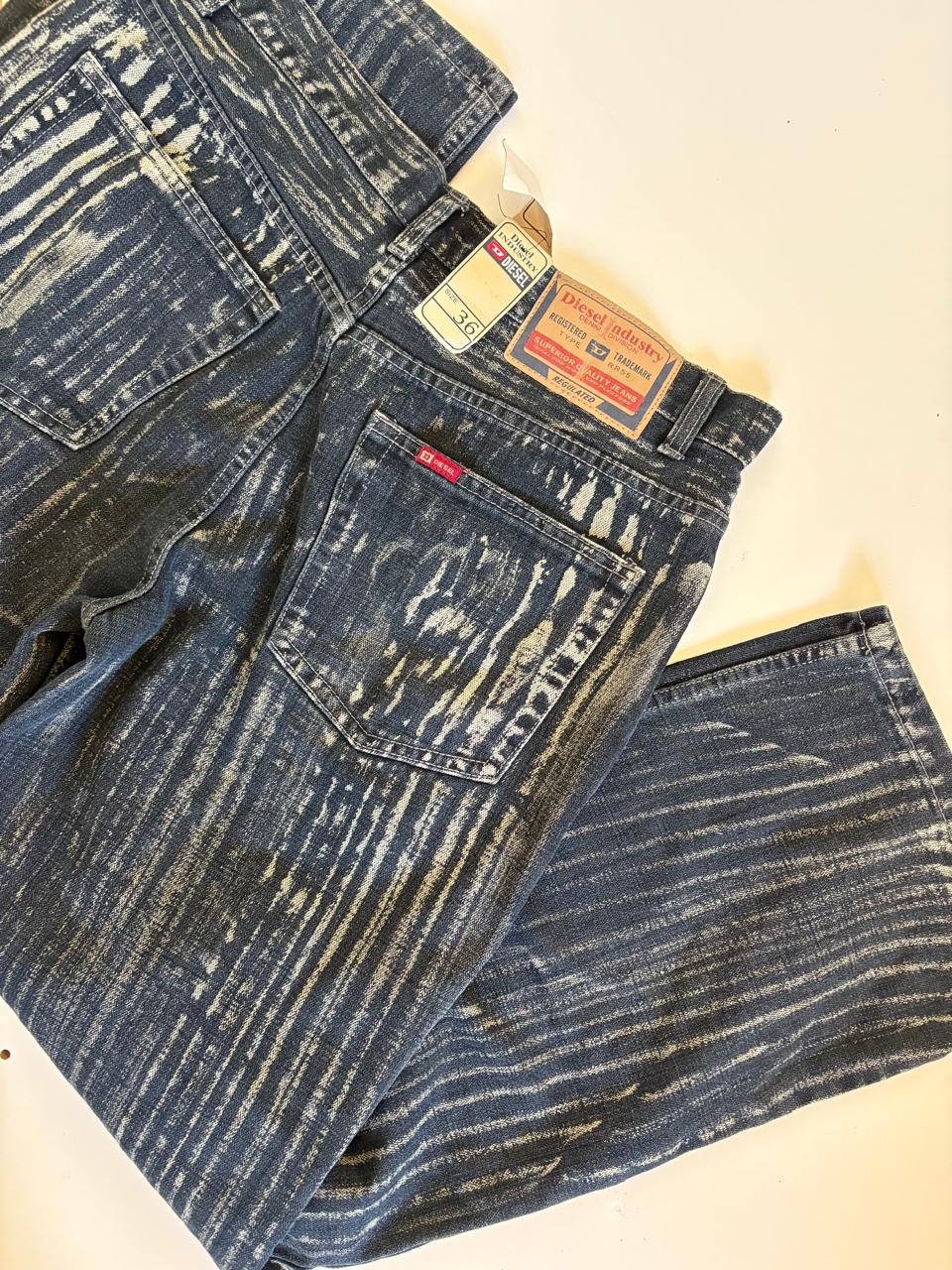 Diesel industry bleached striped jeans