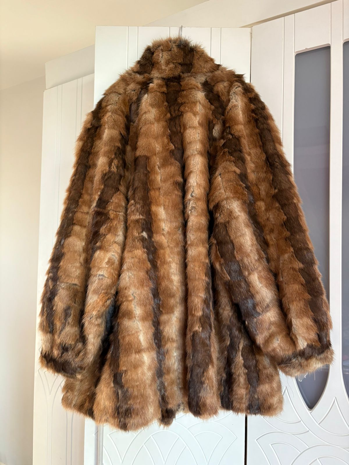 Multicolor mini fur coat