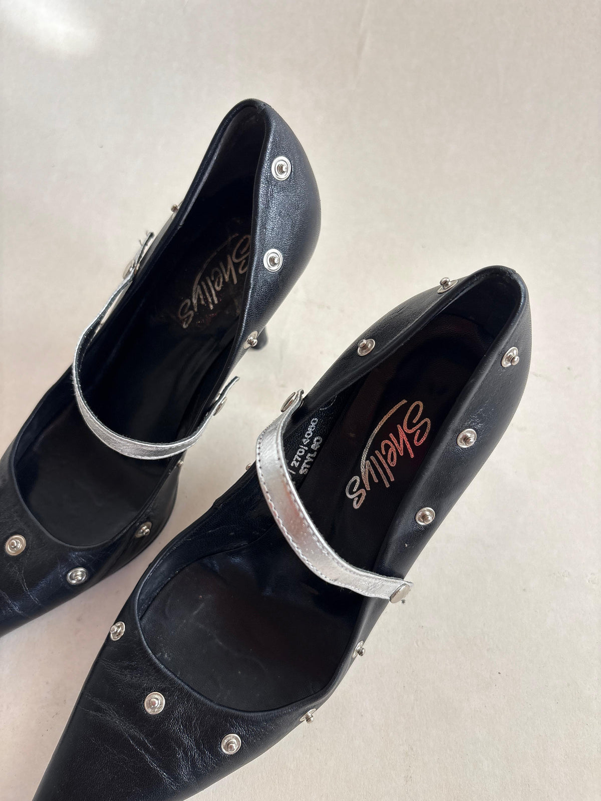 Shellys leather studded heels