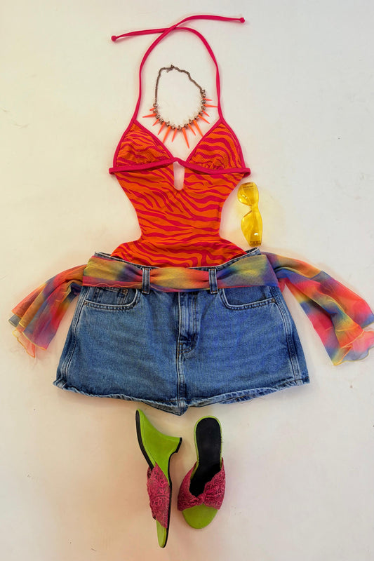 Mini denim skirt