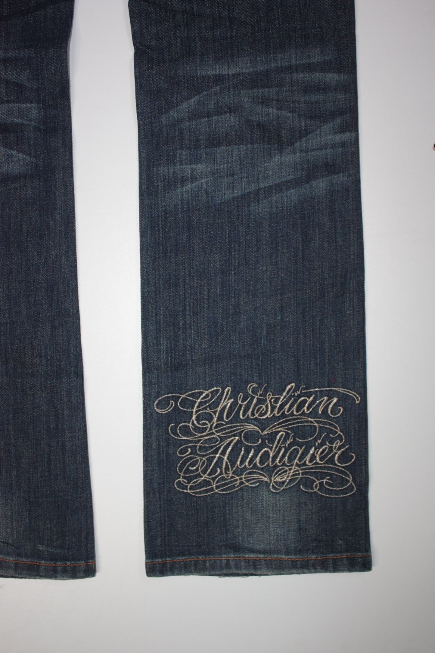 Christian Audigier rare 2000s archive virgin mary embroidered low waist jeans