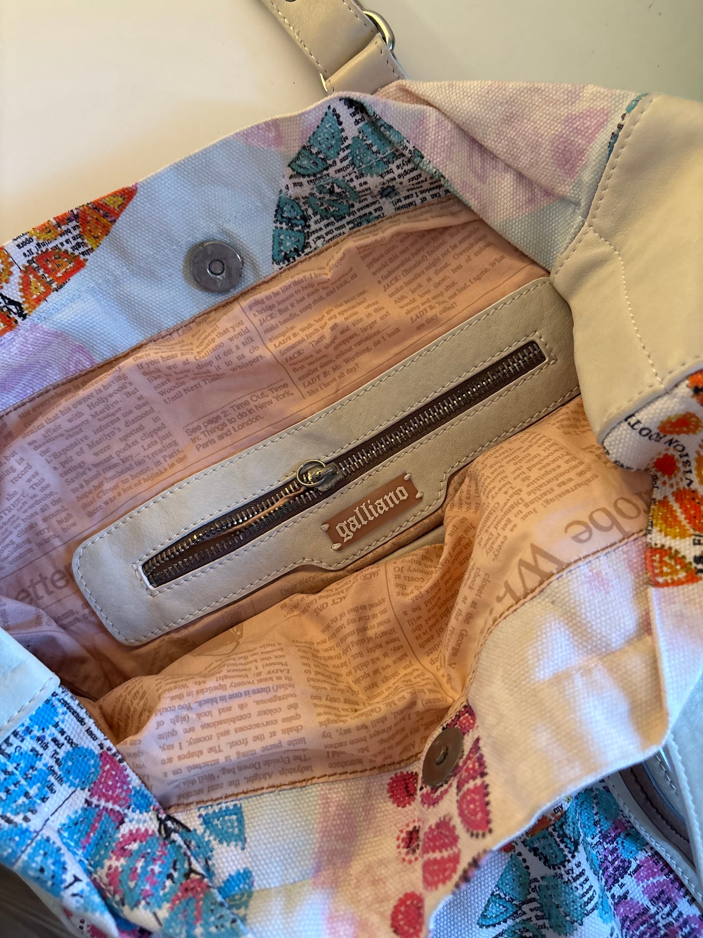 Galliano vintage newspaper tote bag