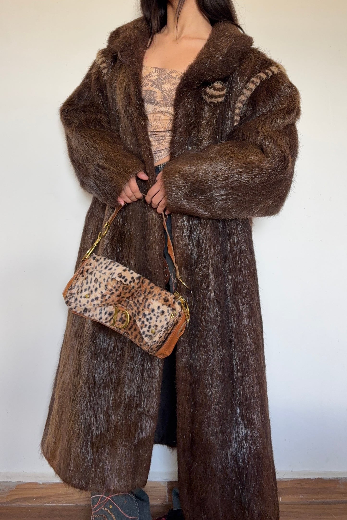 Real brown fur coat