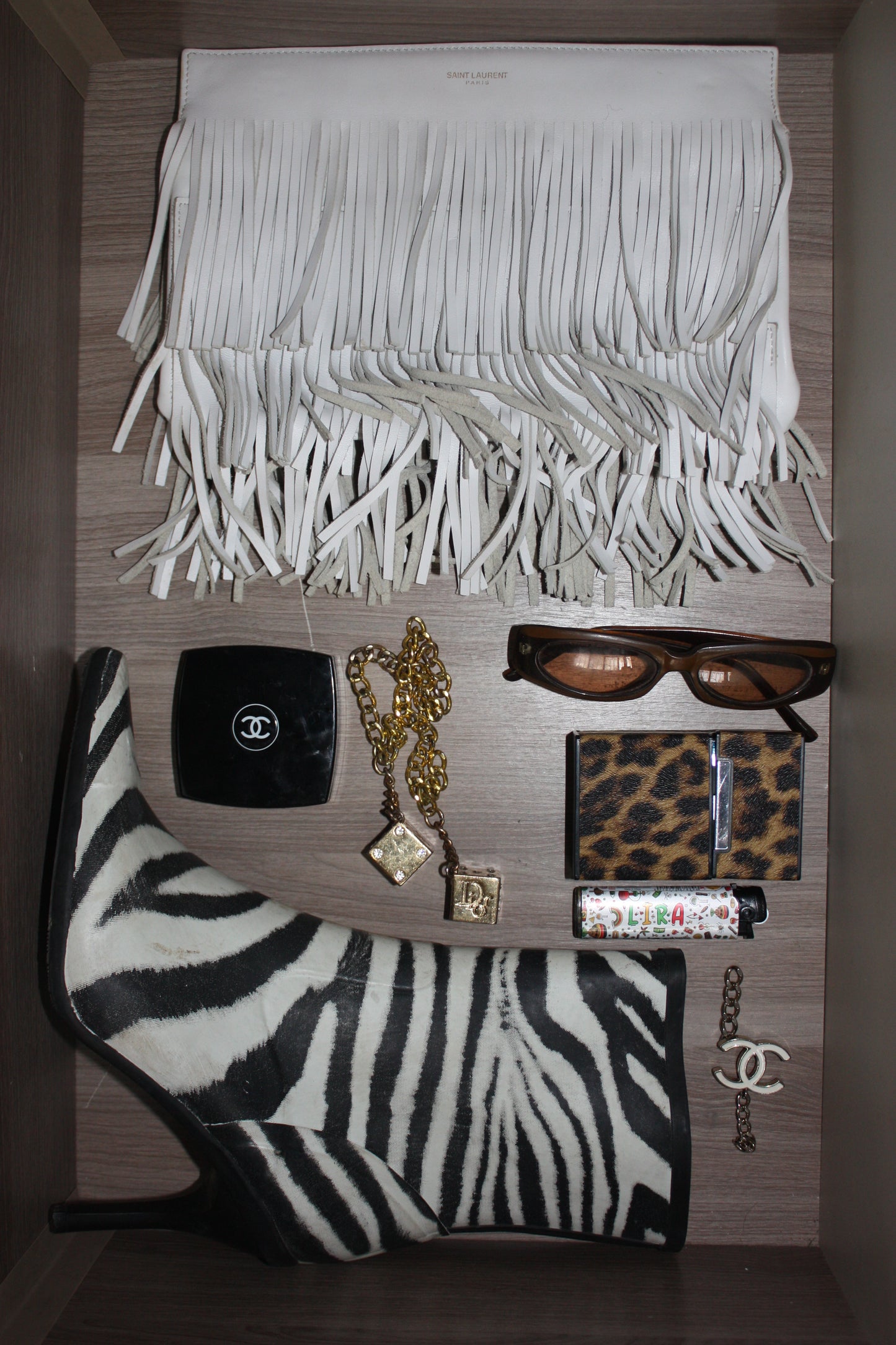 Ysl fringe clutch bag