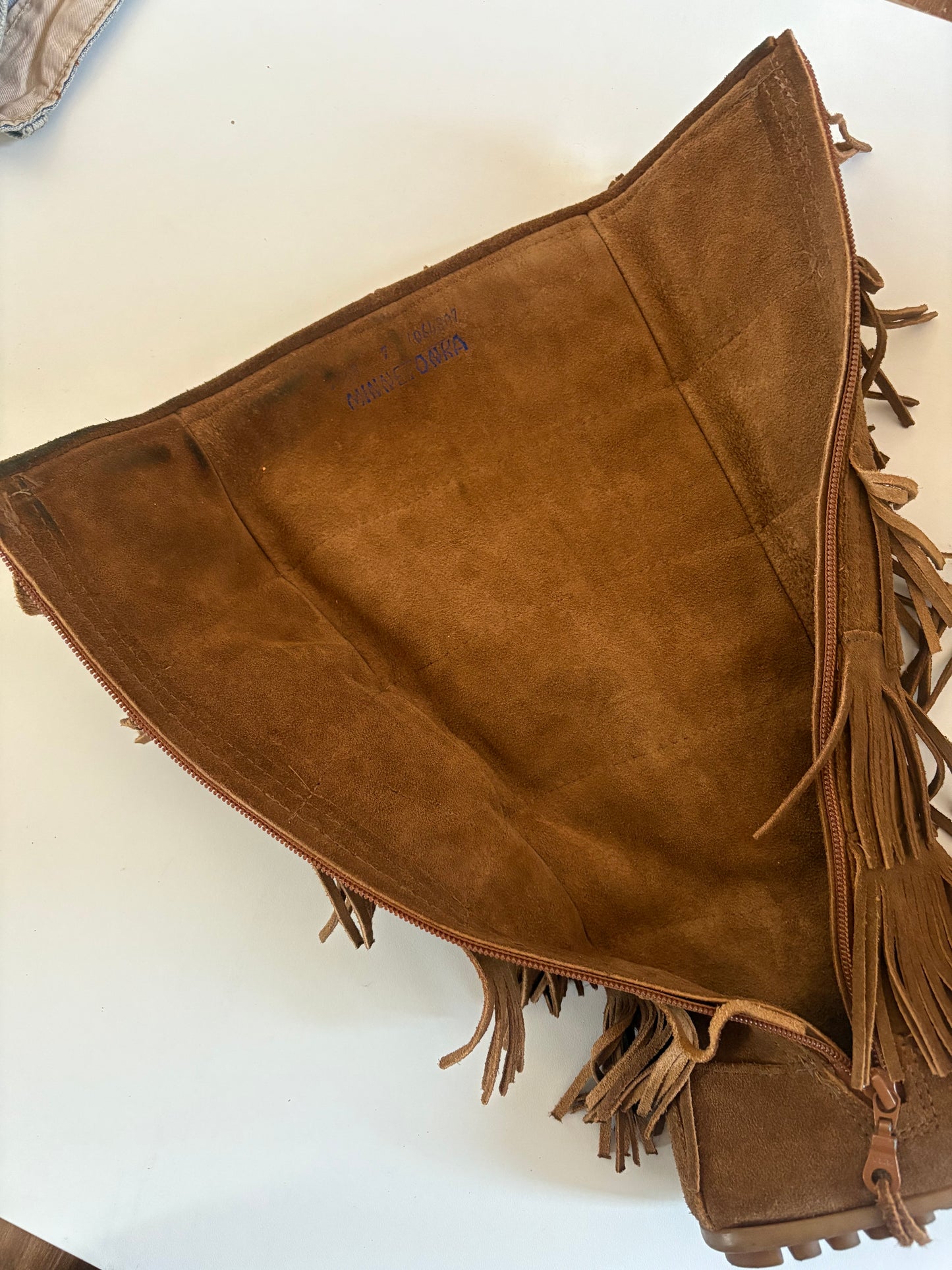 Suede fringed boots