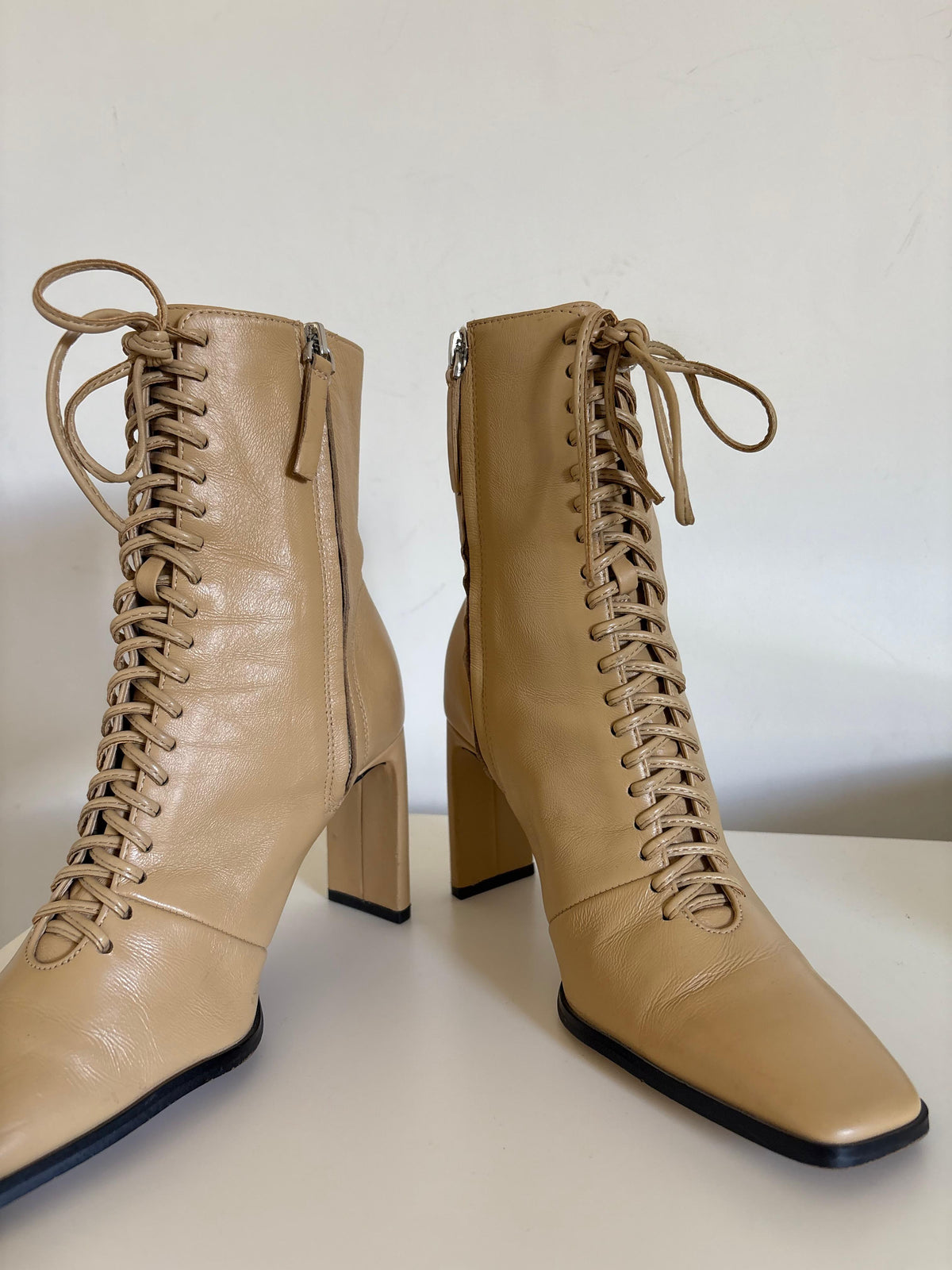 Lace up heeled boots