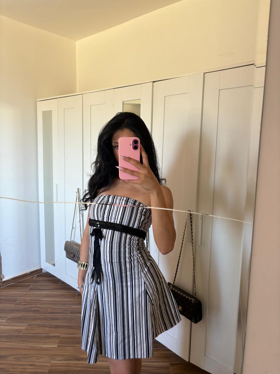 2000s striped sleevles dress