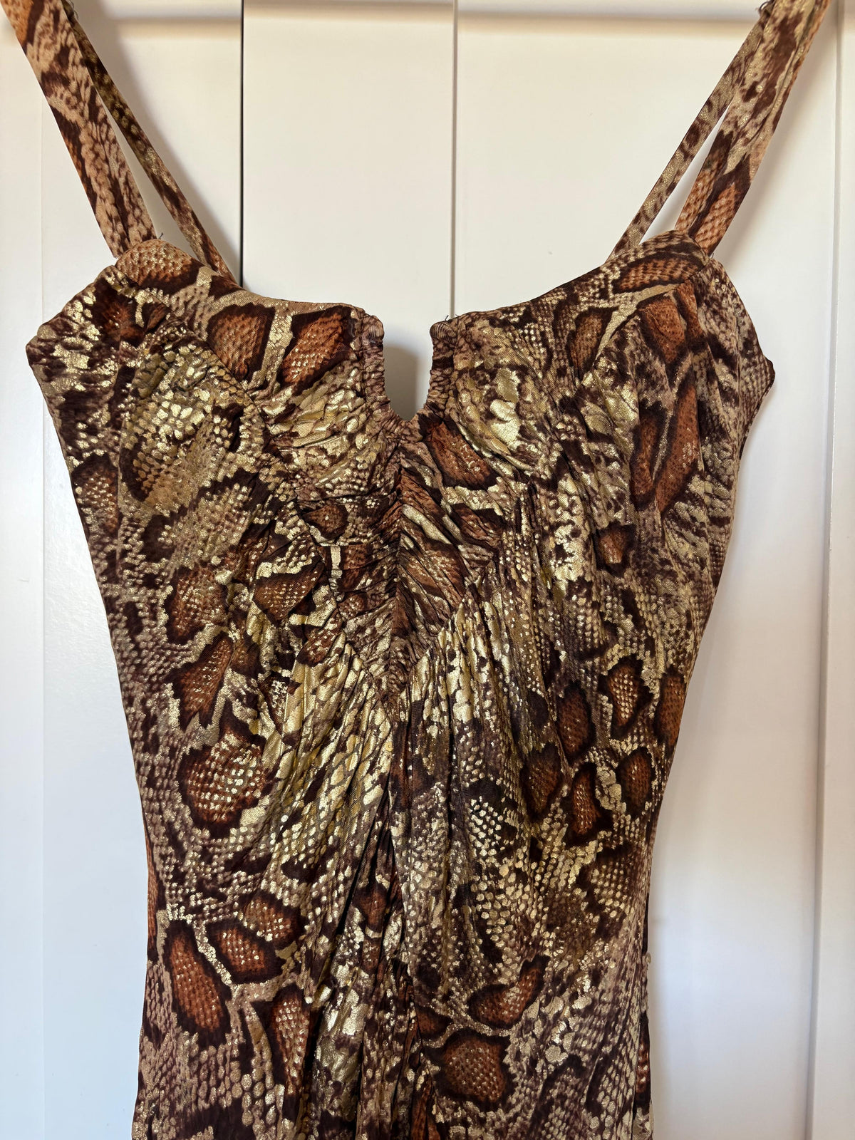 Bebe snake leather midi dress