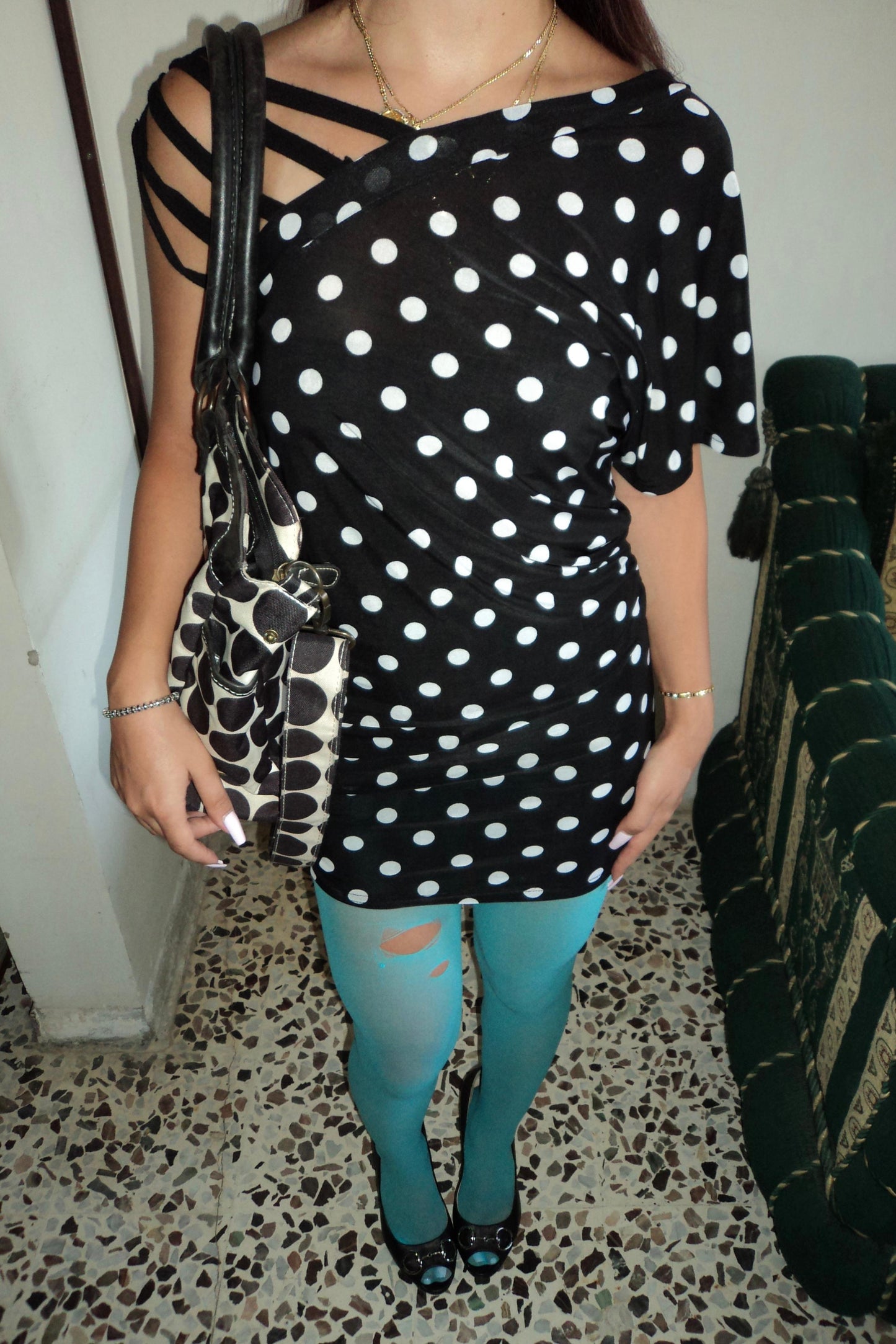 Polka dot mini dress