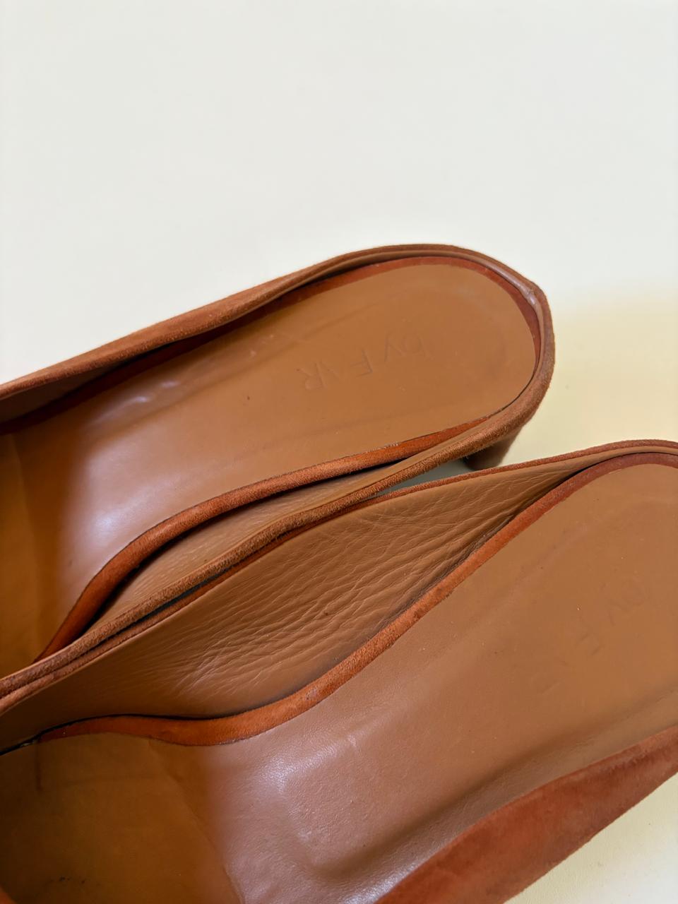 Byfar suede square toe low block heel mules