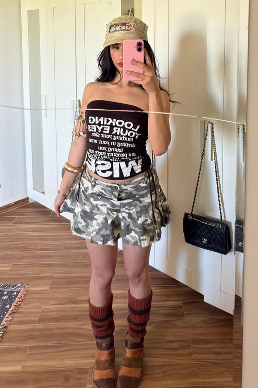 Camo pleated mini skirt