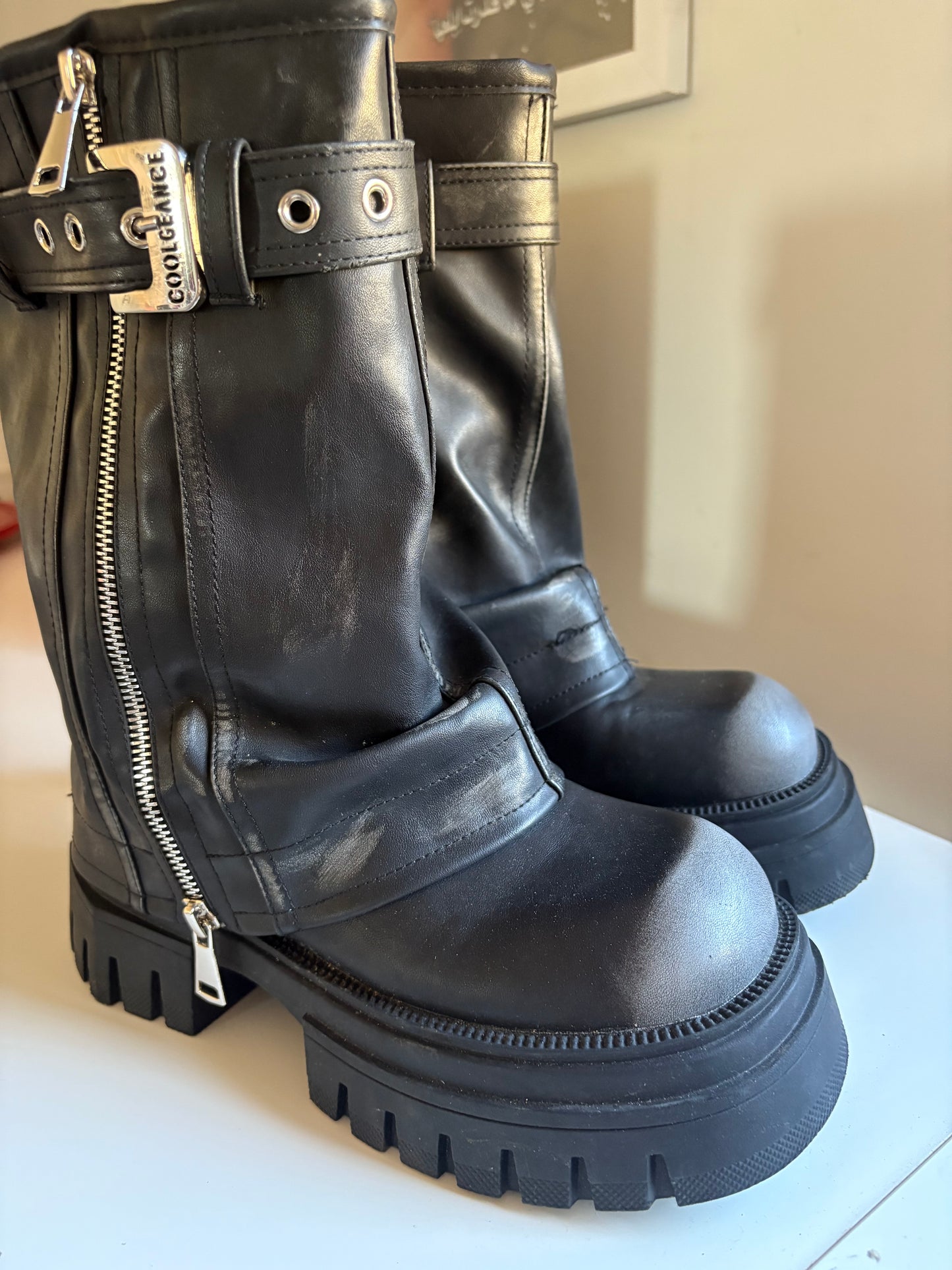 Fold over platform boots