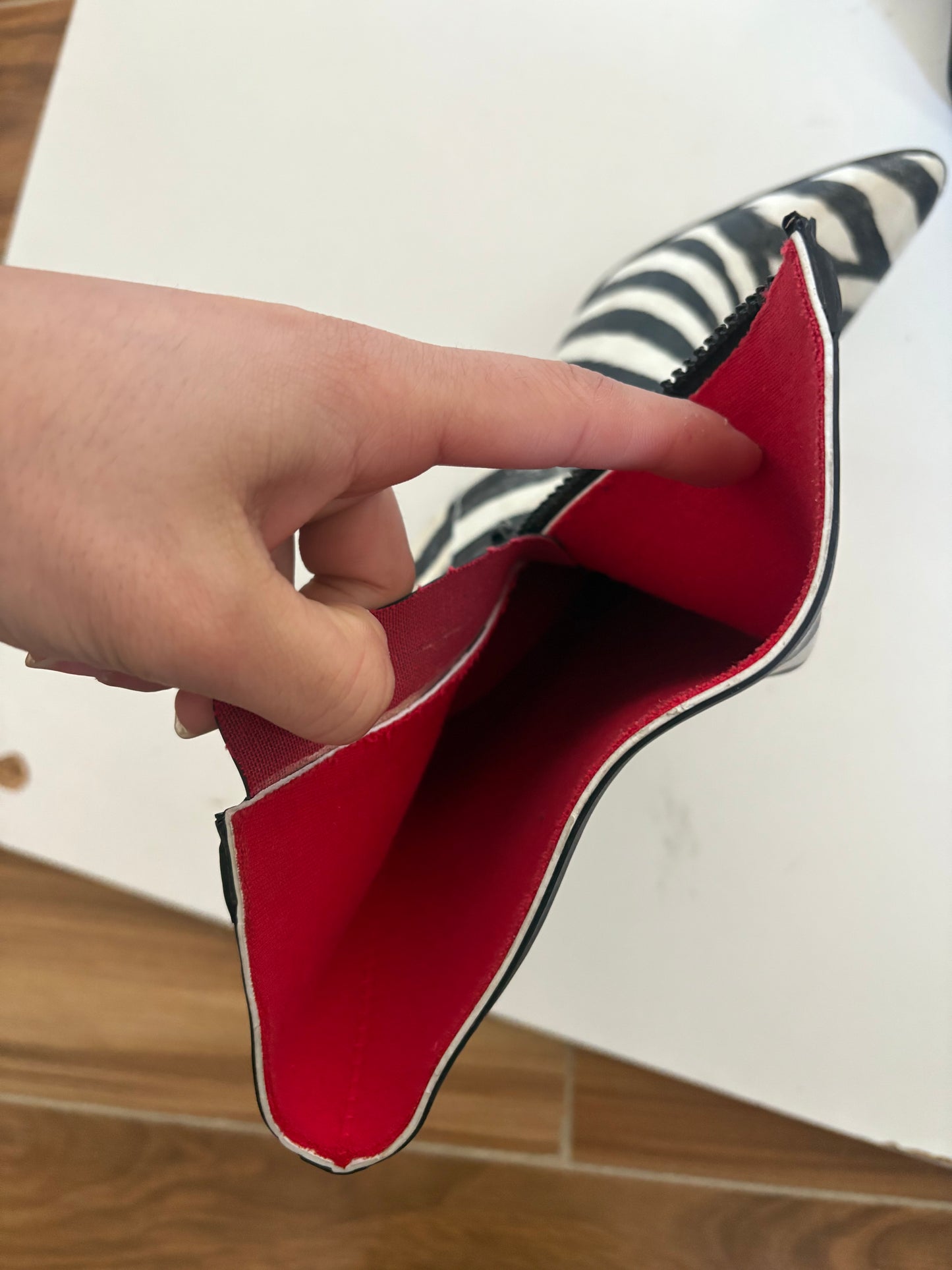 Zebra rubber heeled boots
