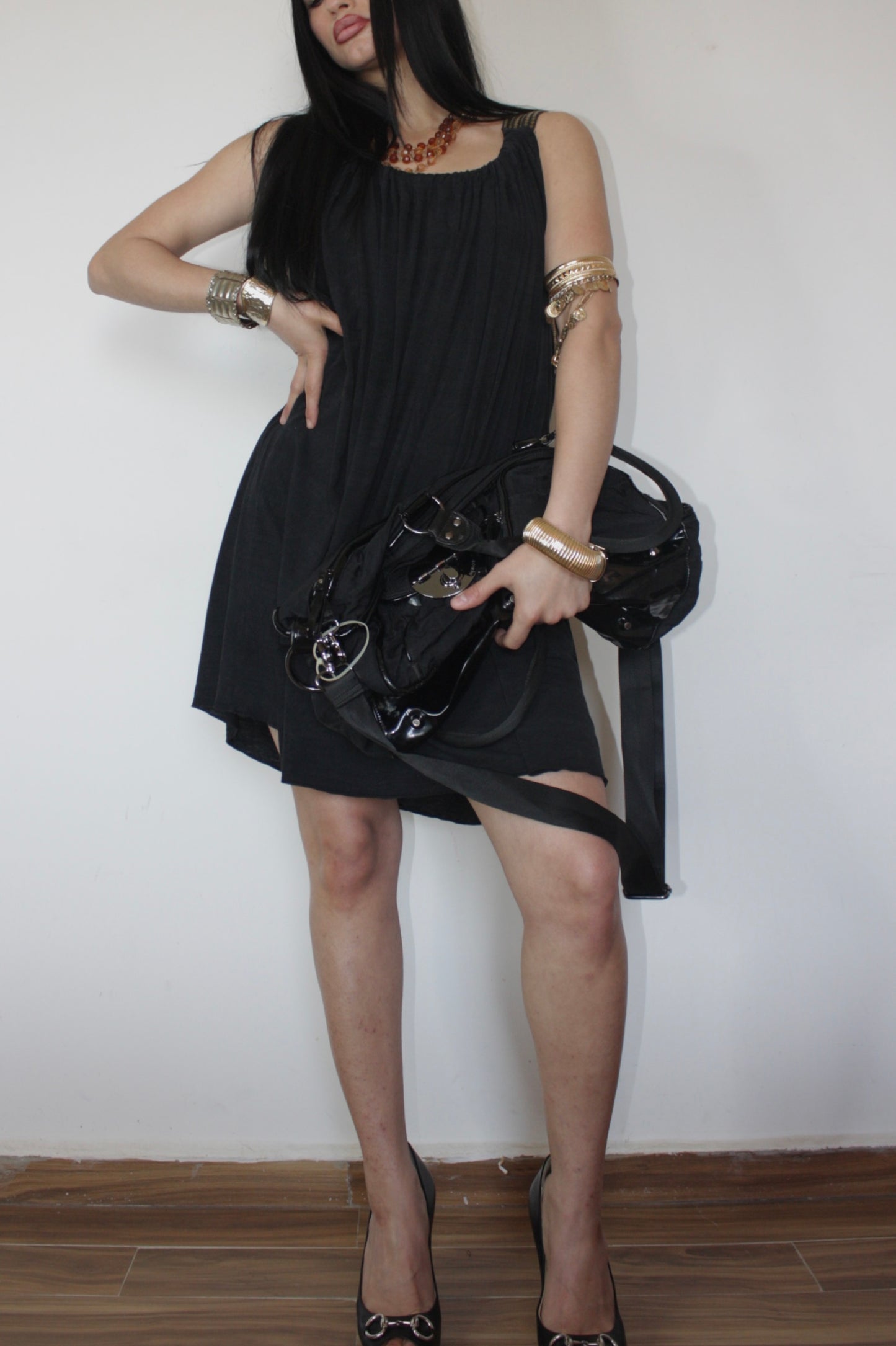 Studded straps loose dress