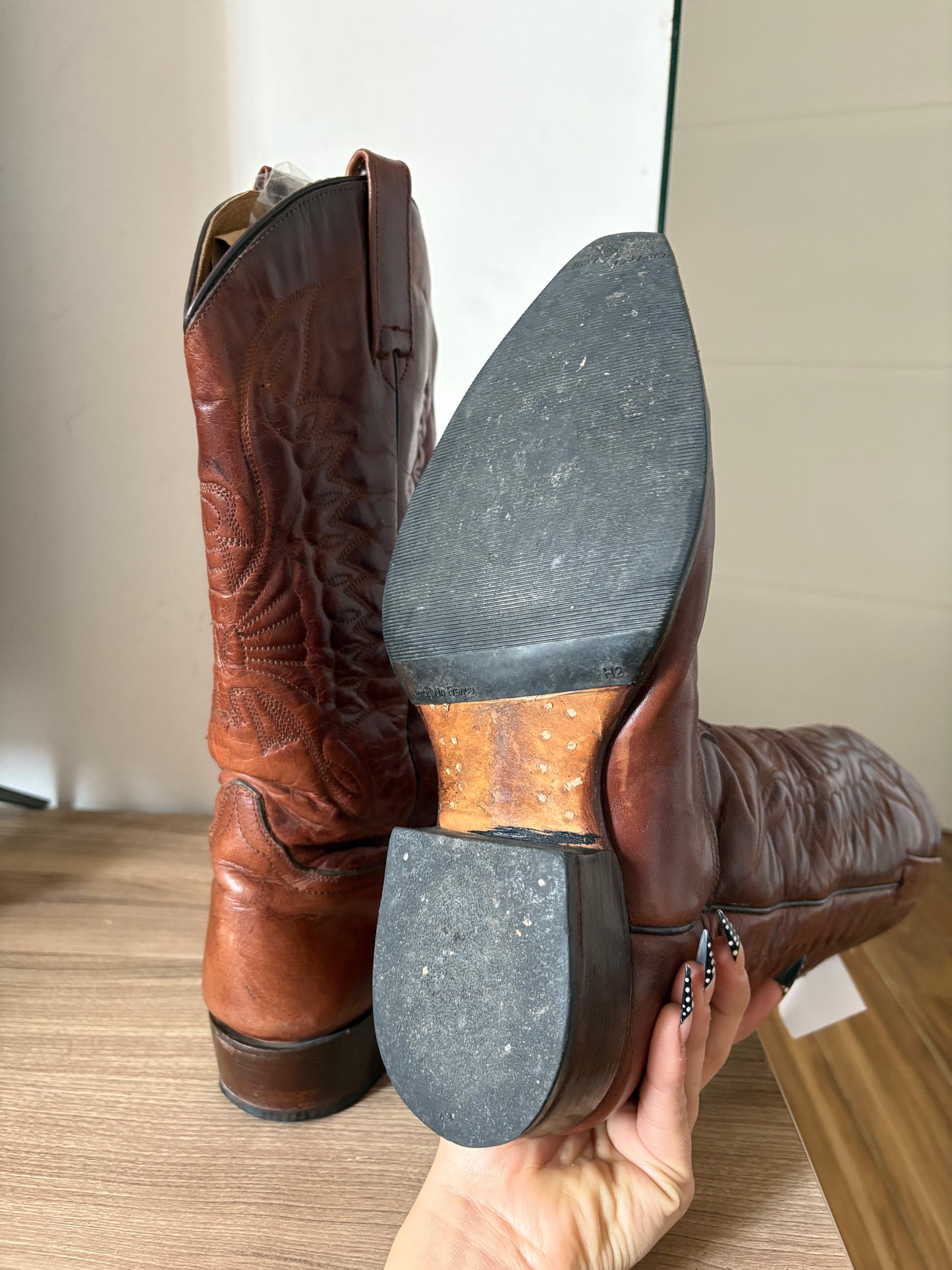 Western leather cowboy boots