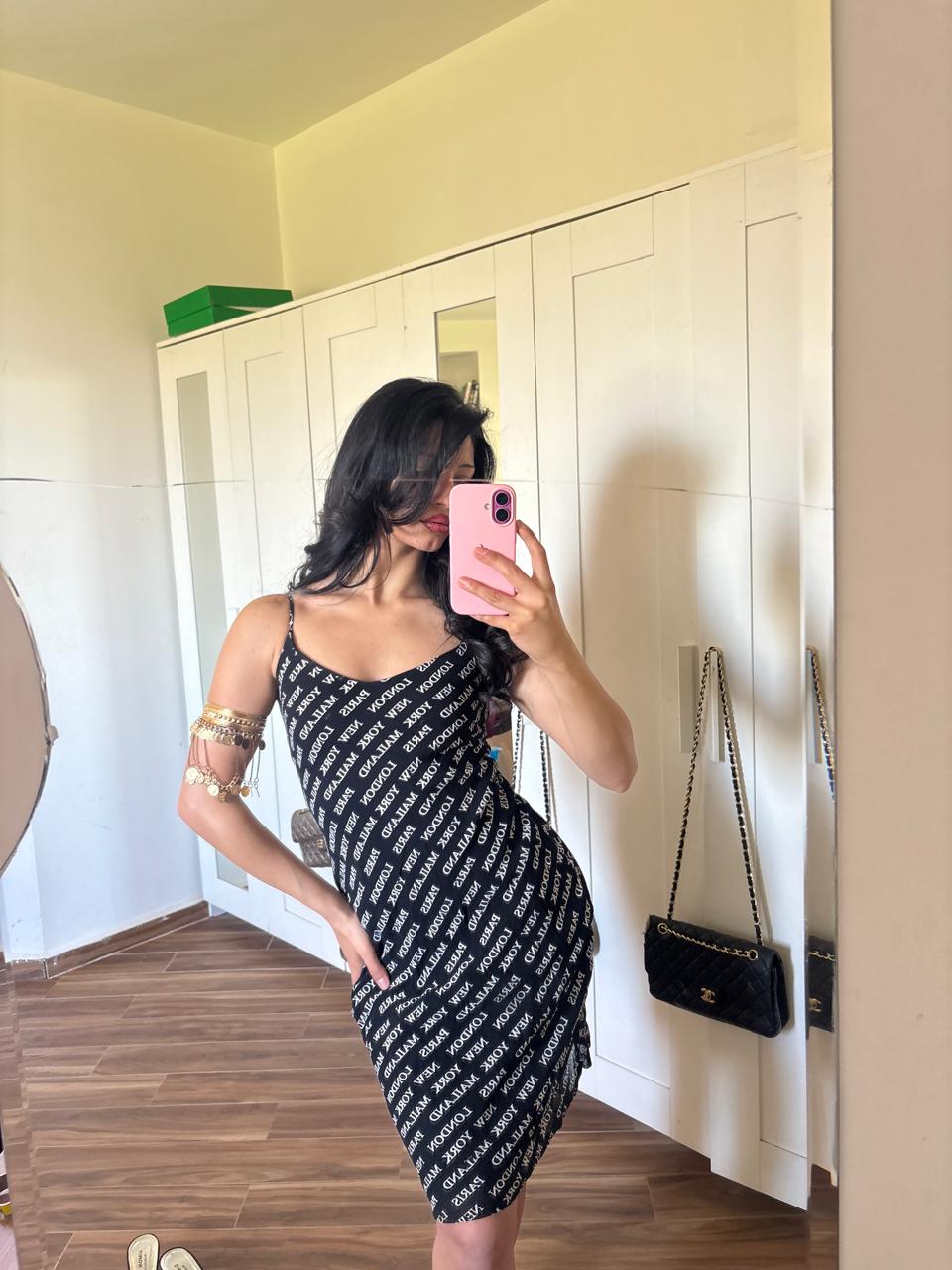 2000s Fervente graphic mesh mid dress