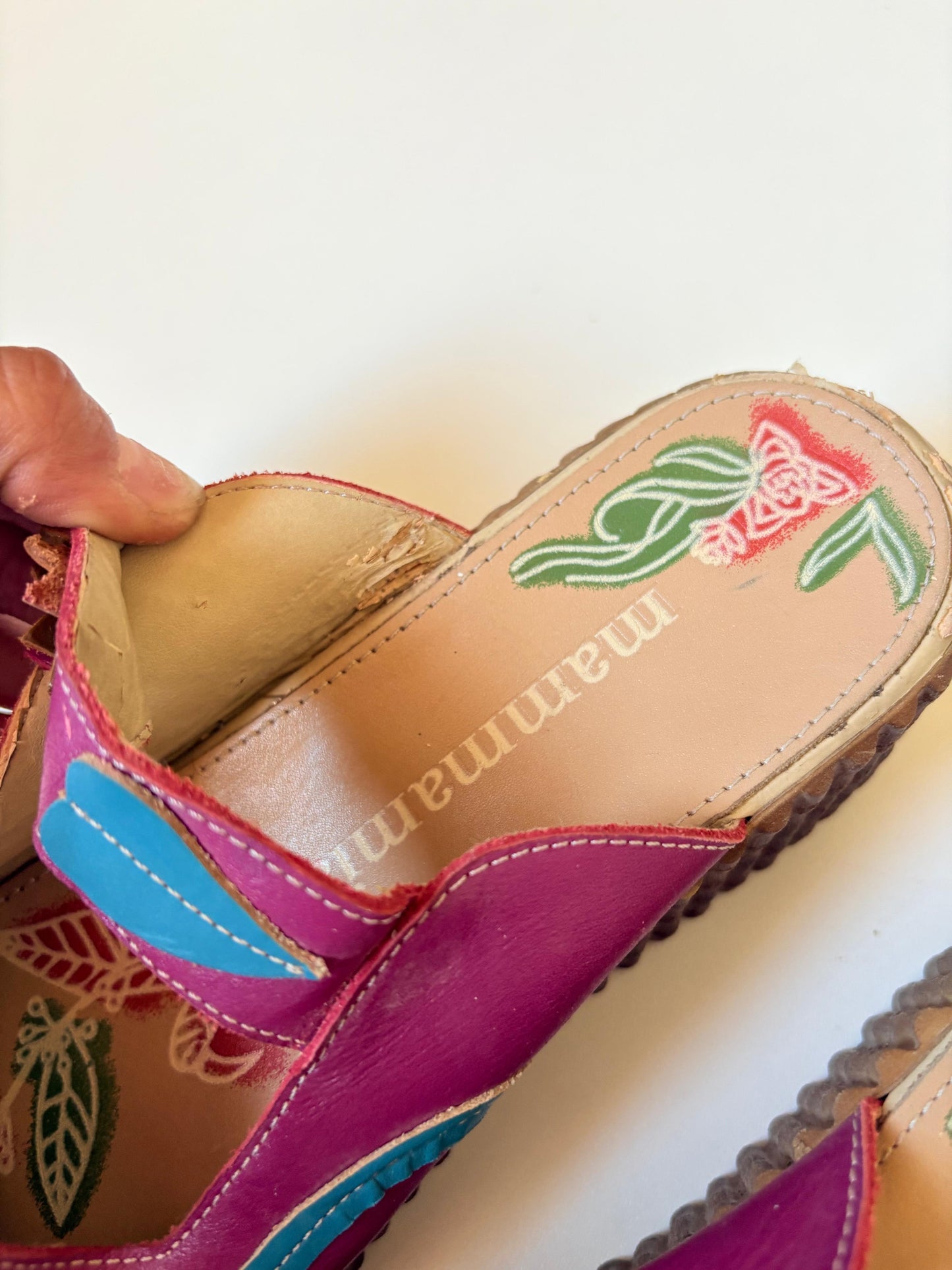 Mammamia wedge heel leather sandals