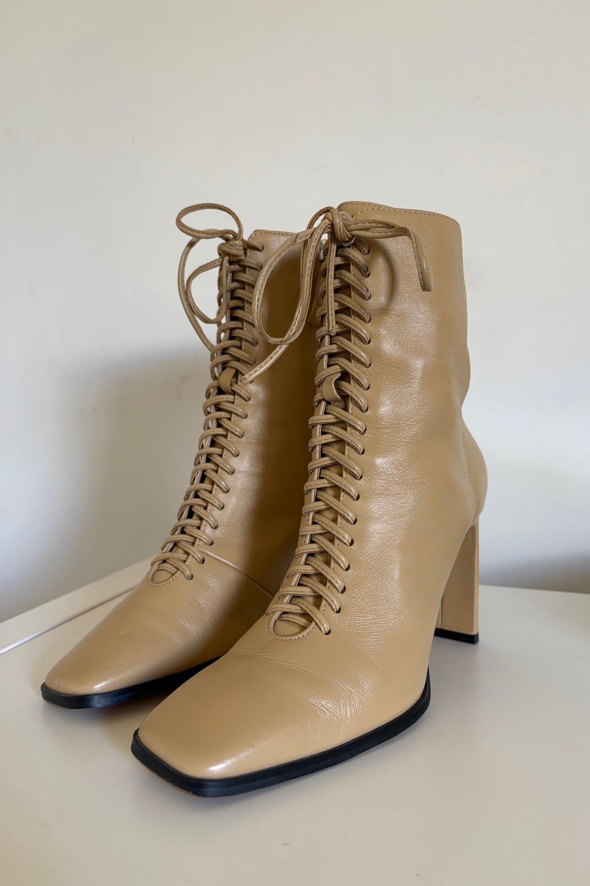 Lace up heeled boots