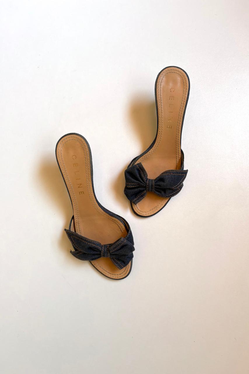 Celine denim bow mules