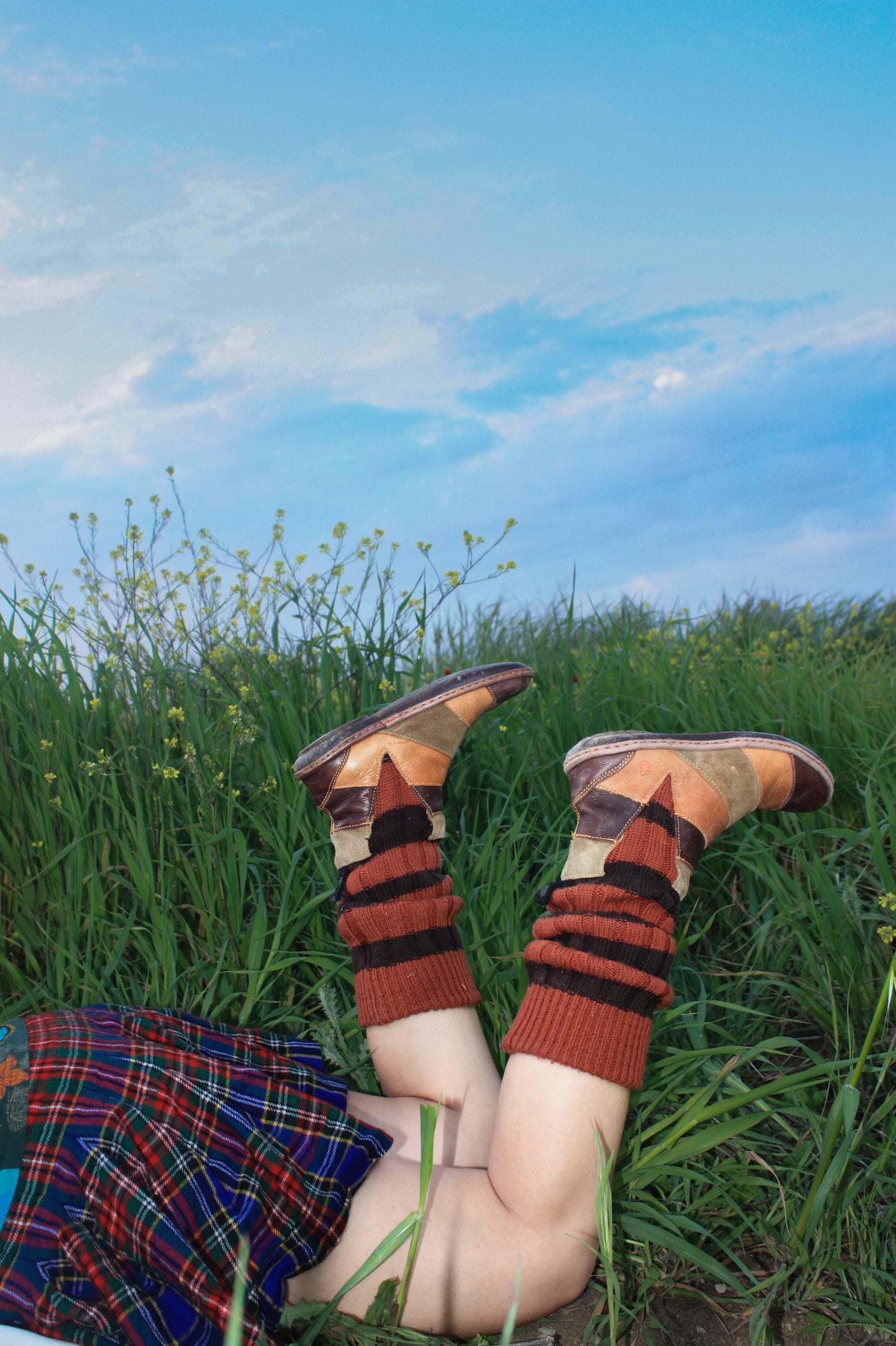 The Art Company leather ankle knitted sock cuff boots