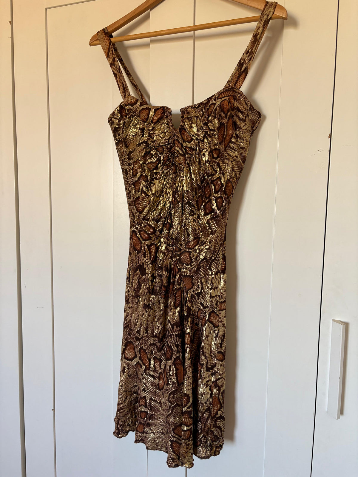 Bebe snake leather midi dress