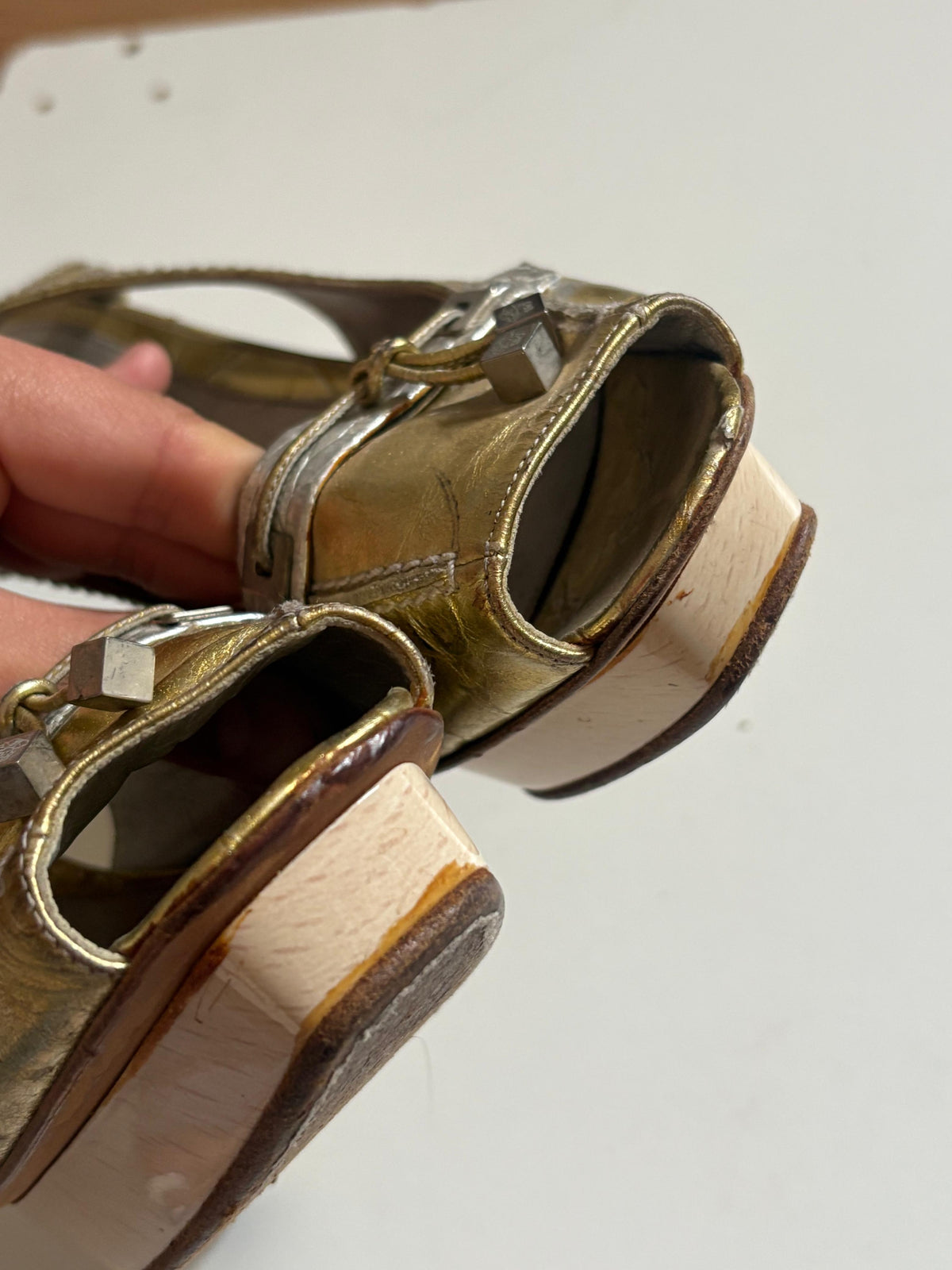 Versace metallic gold heels