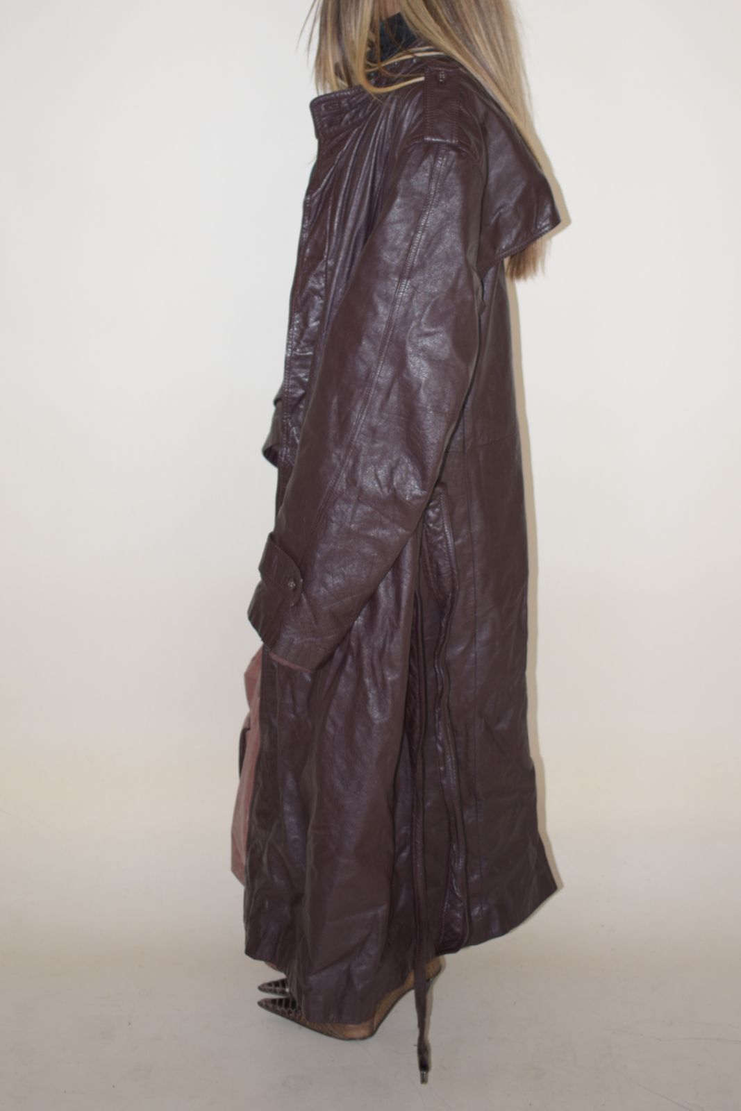 Genuine leather vintage coat