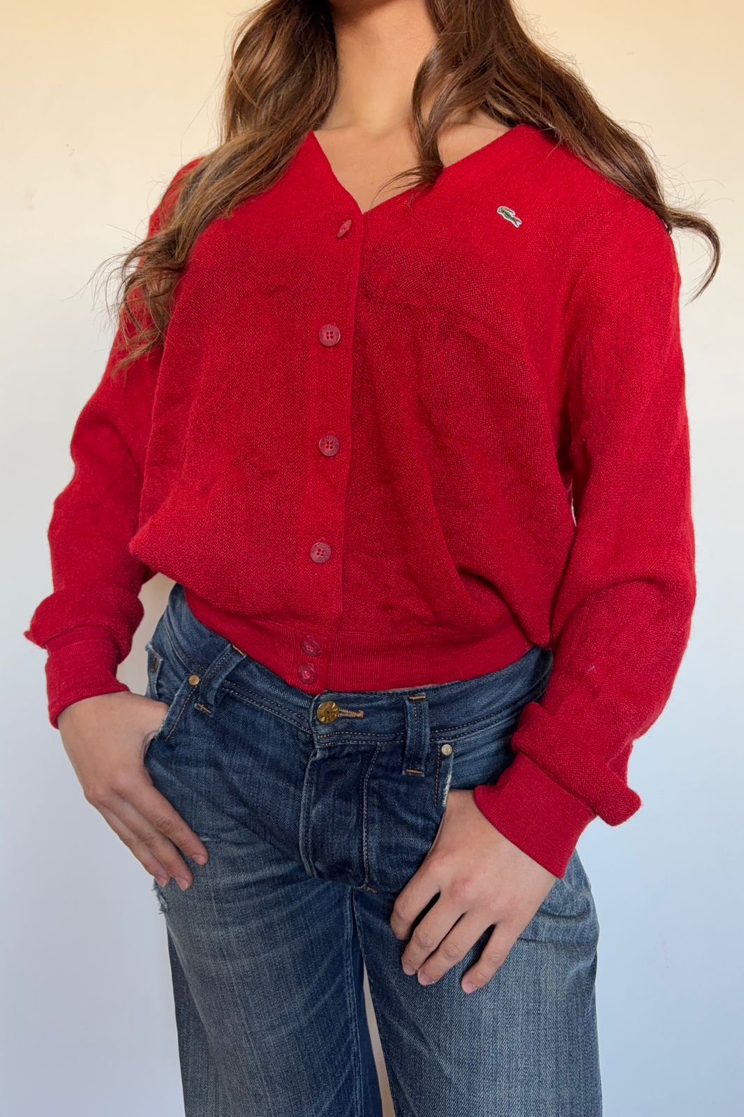 Vintage Lacoste red cardigan