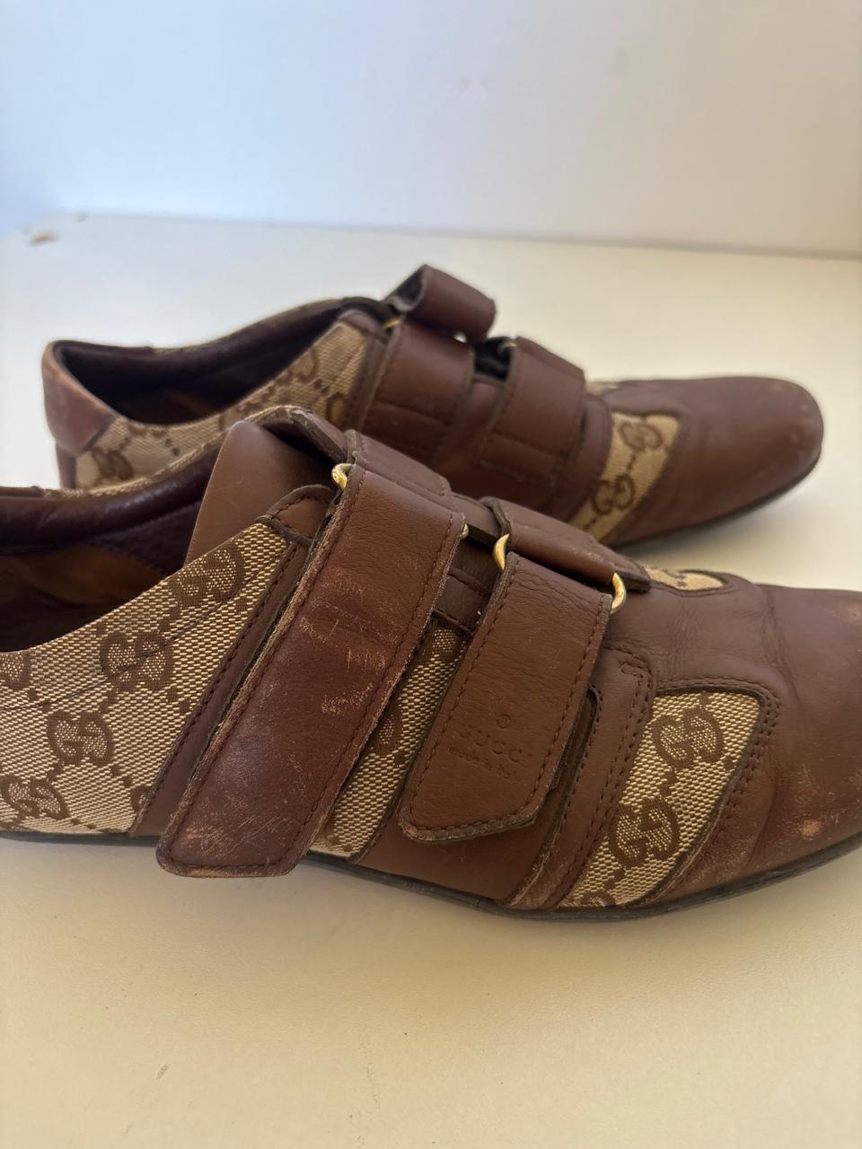 Gucci monogram leather trainers