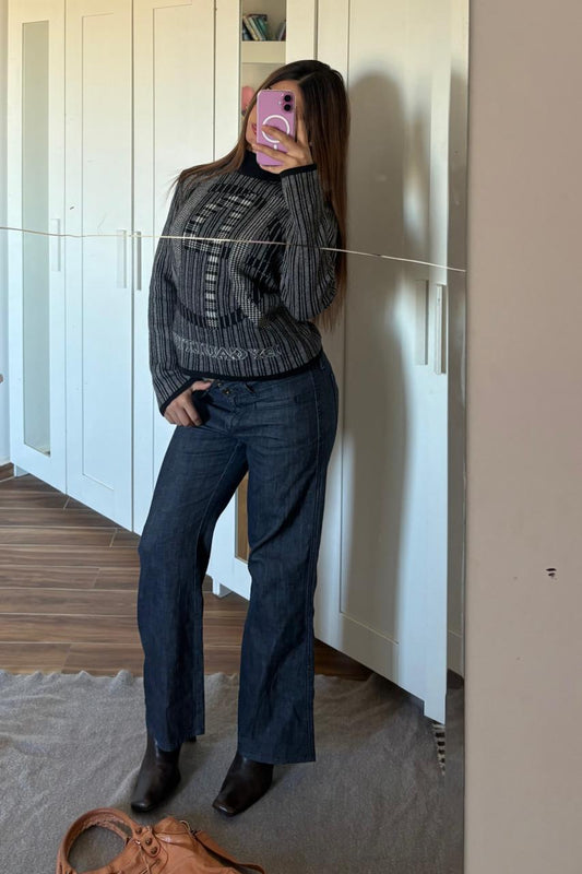 2000s mid waist straight fit pants