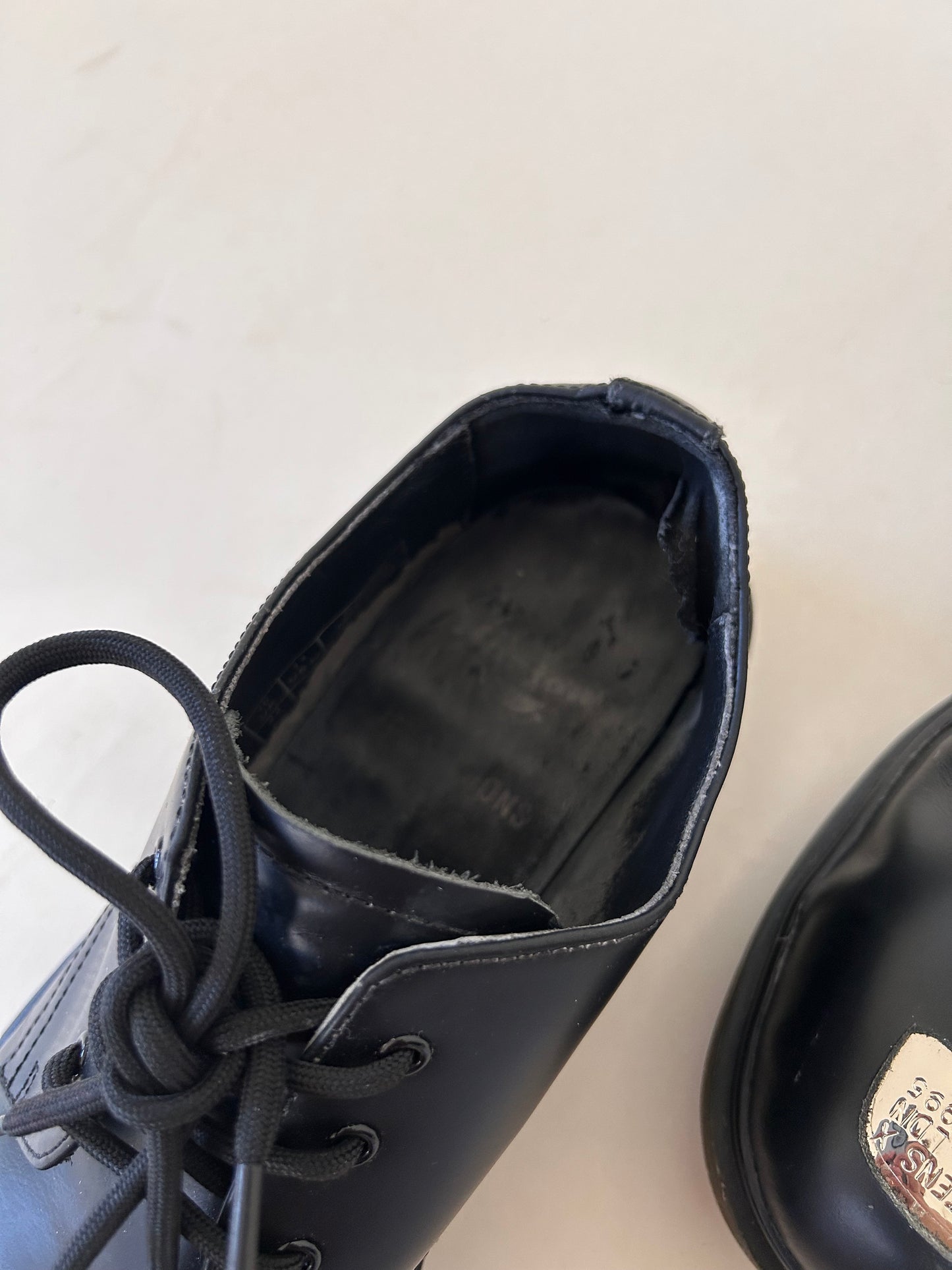 Dr Martens X Raf Simons exposed steel toe leather shoes