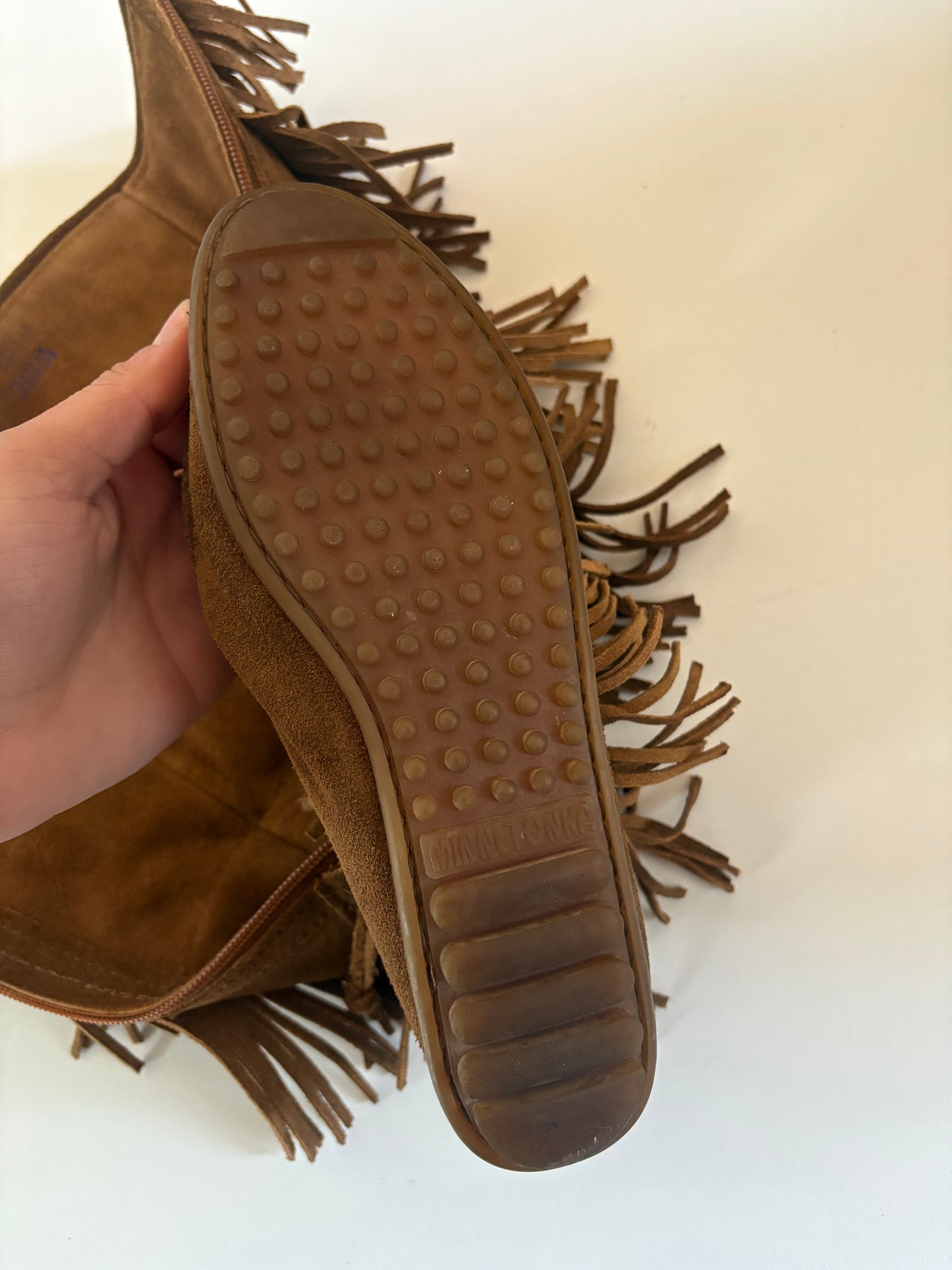 Suede fringed boots