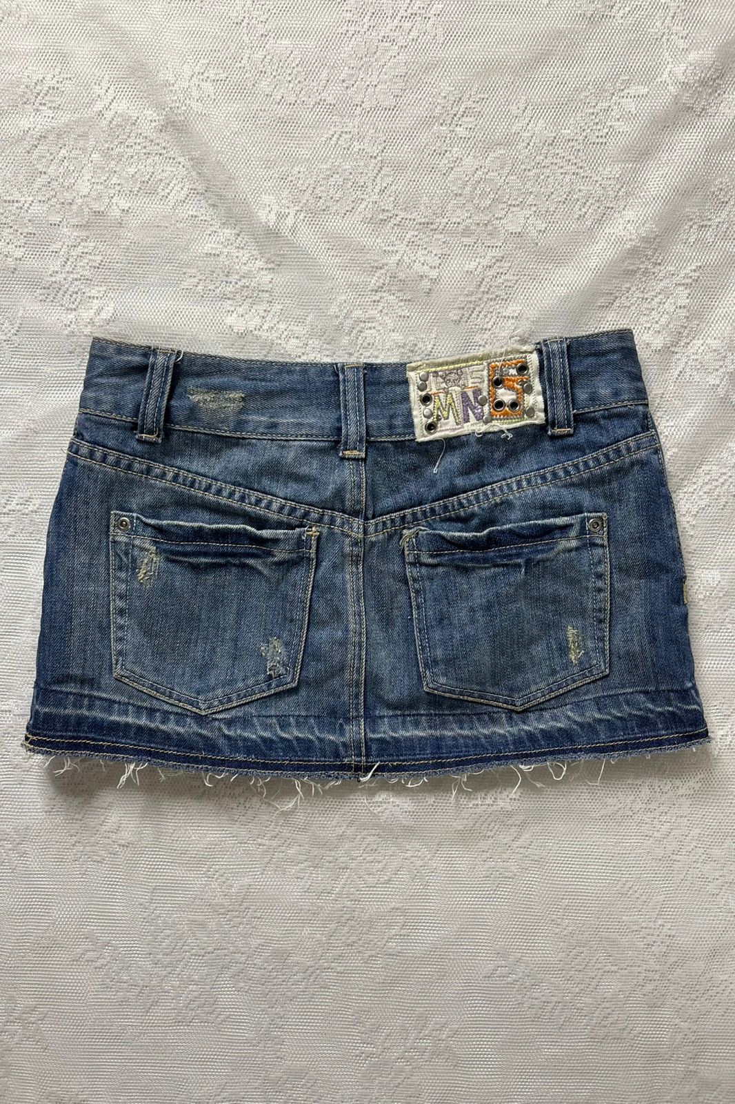 2000s mango denim mini skirt