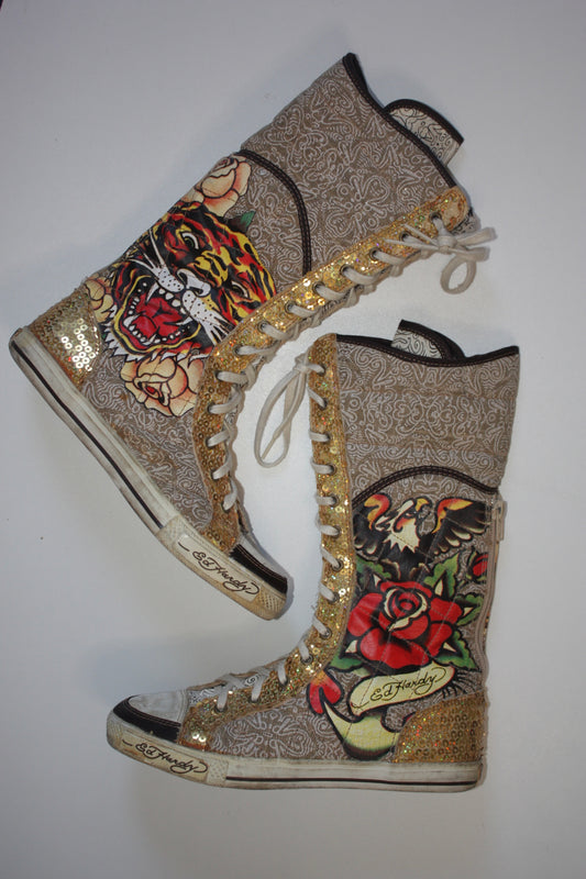 Ed Hardy 2000s lace up shoes