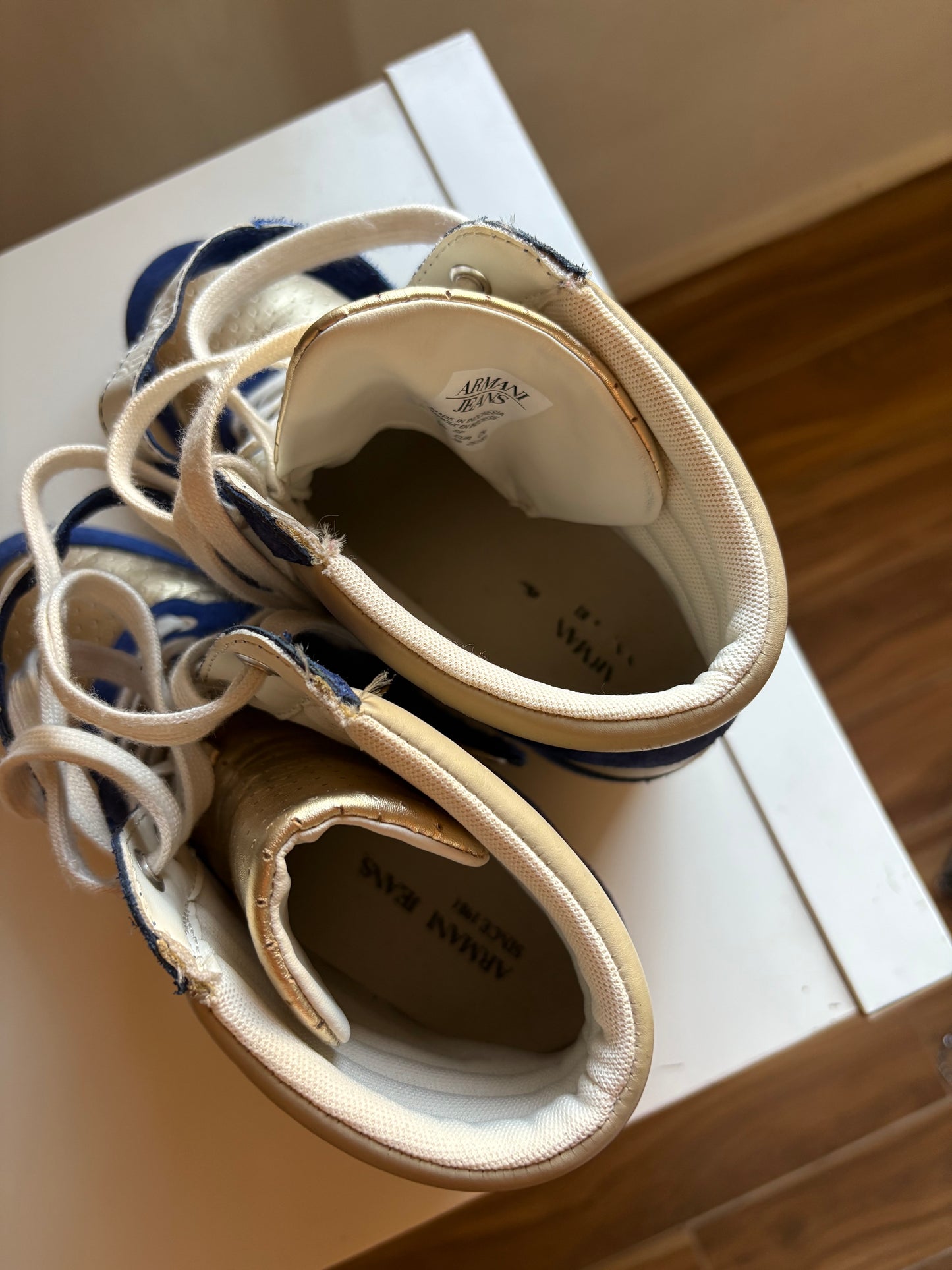 Armani jeans high top wedge sneakers