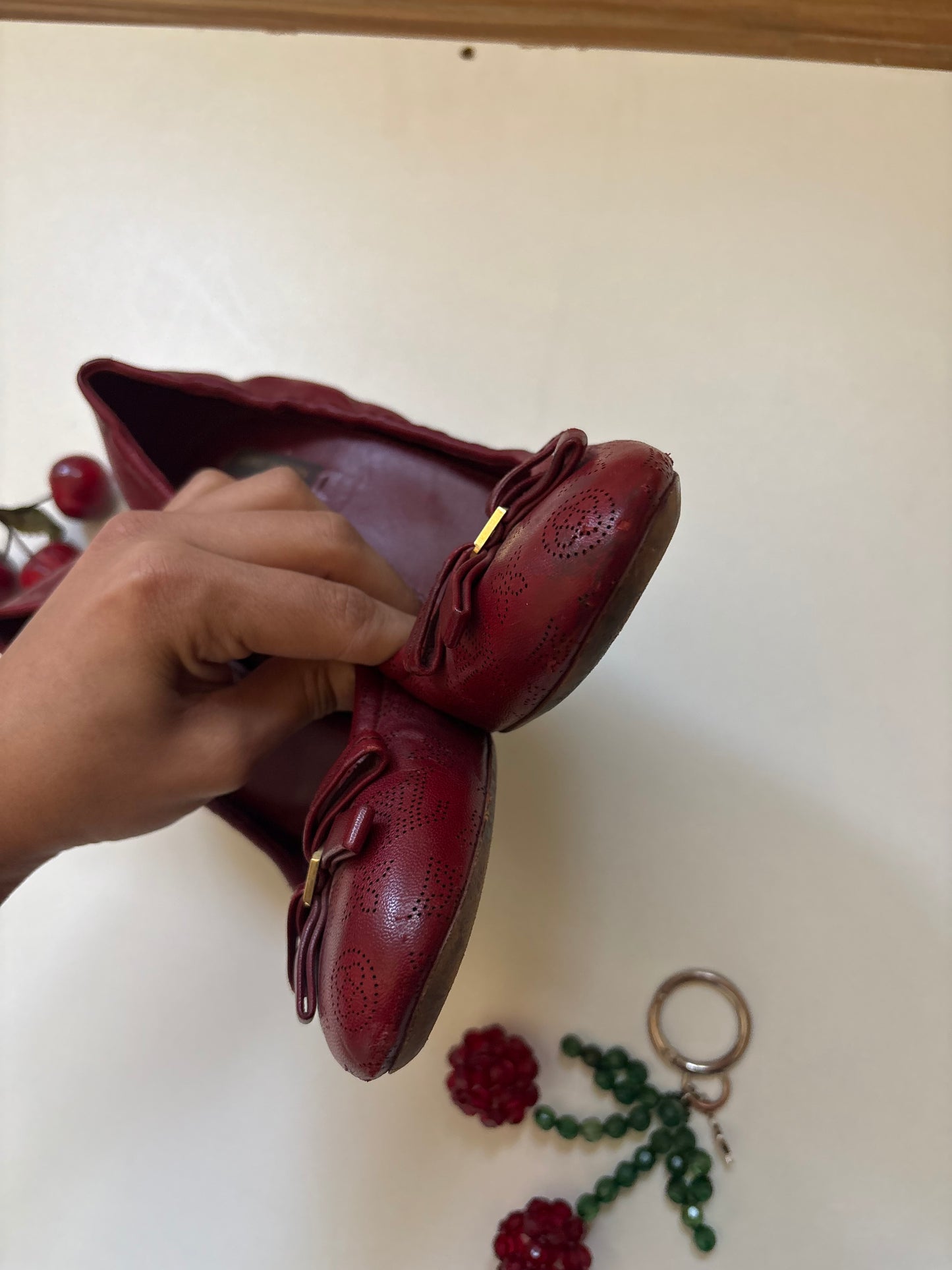 Louis Vuitton red leather heels