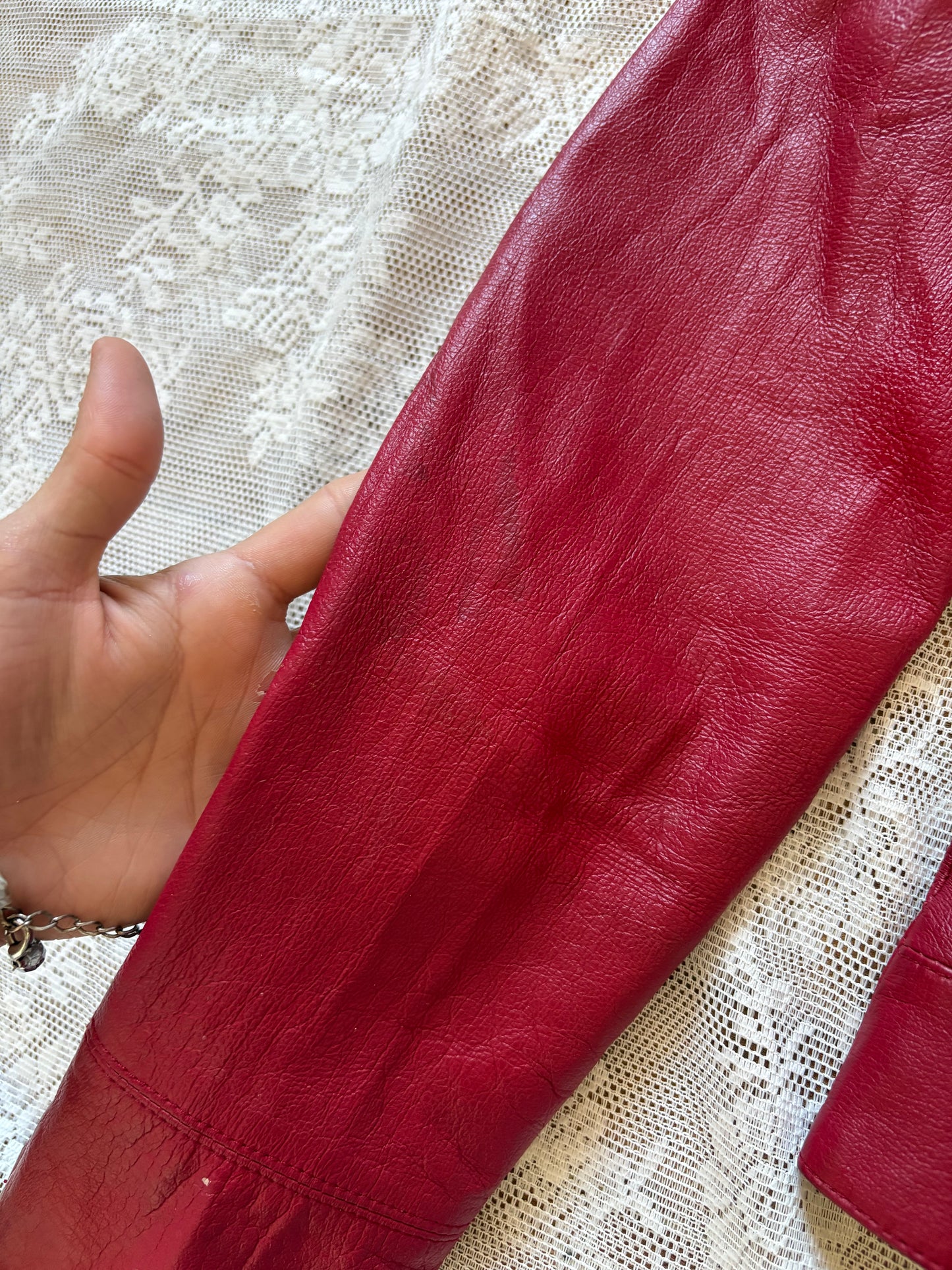 Red leather jacket