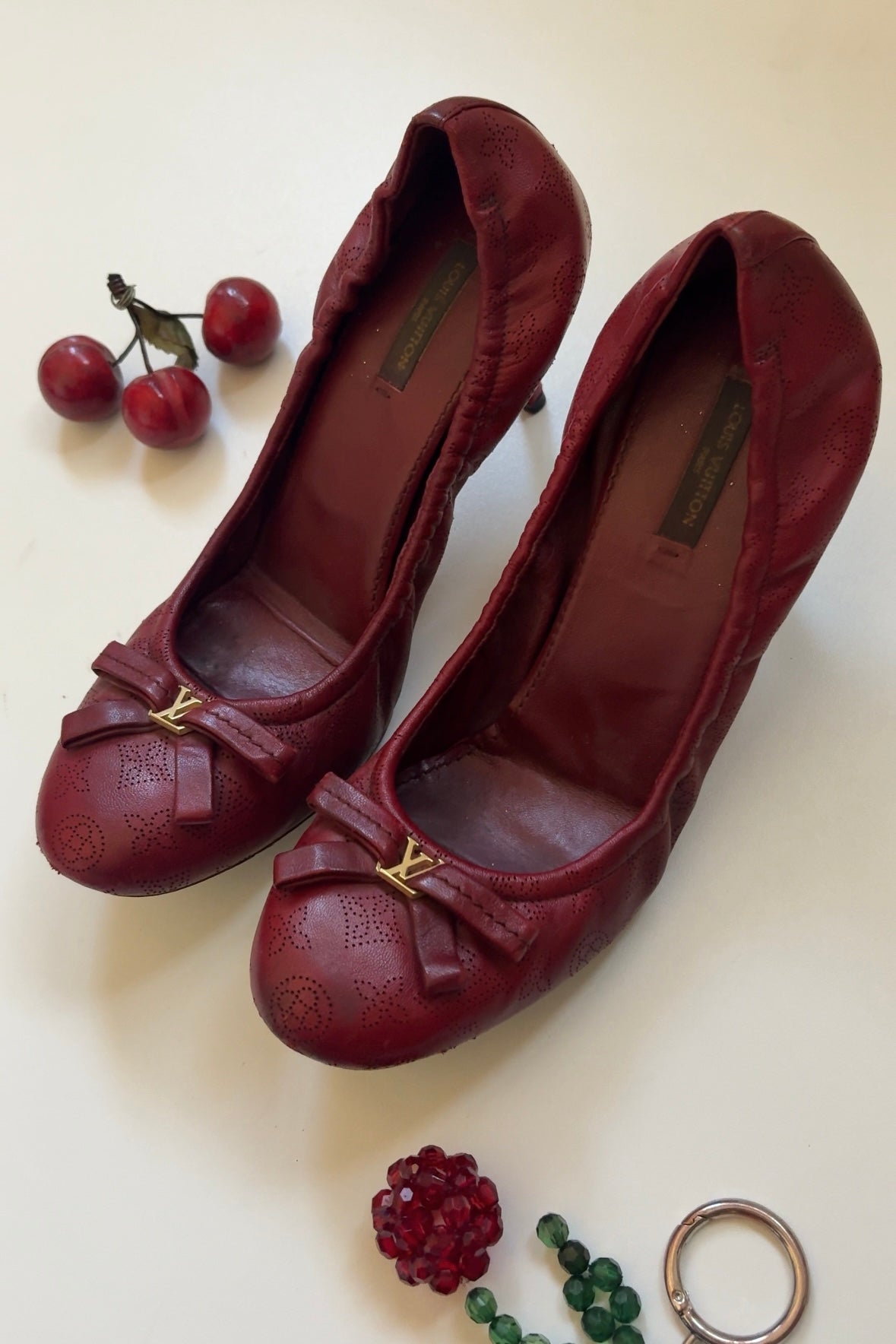 Louis Vuitton red leather heels