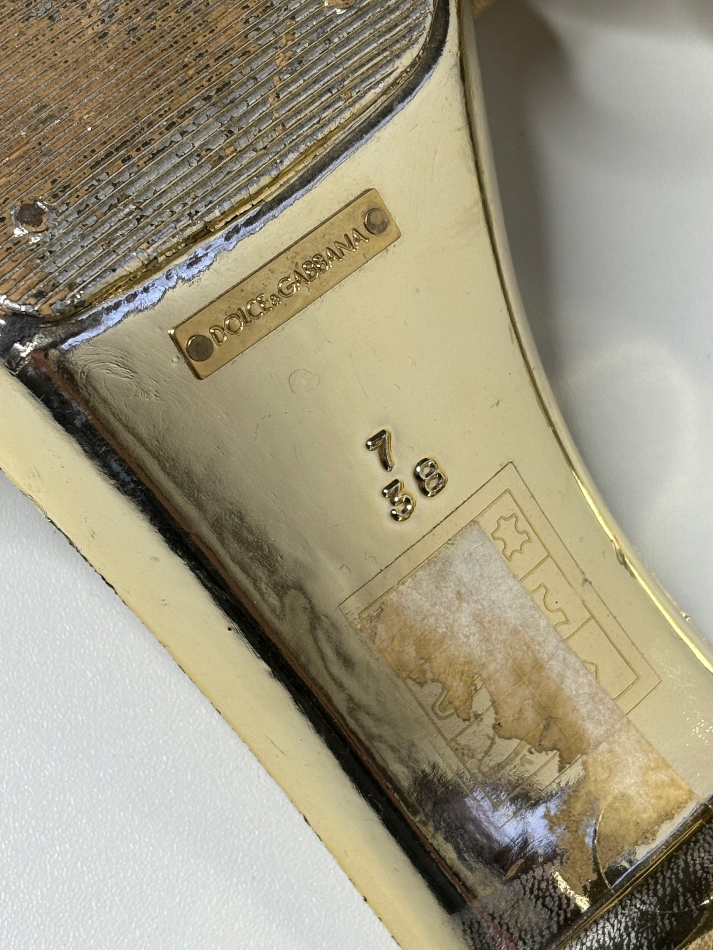 Dolce & Gabbana y2k metallic gold mules
