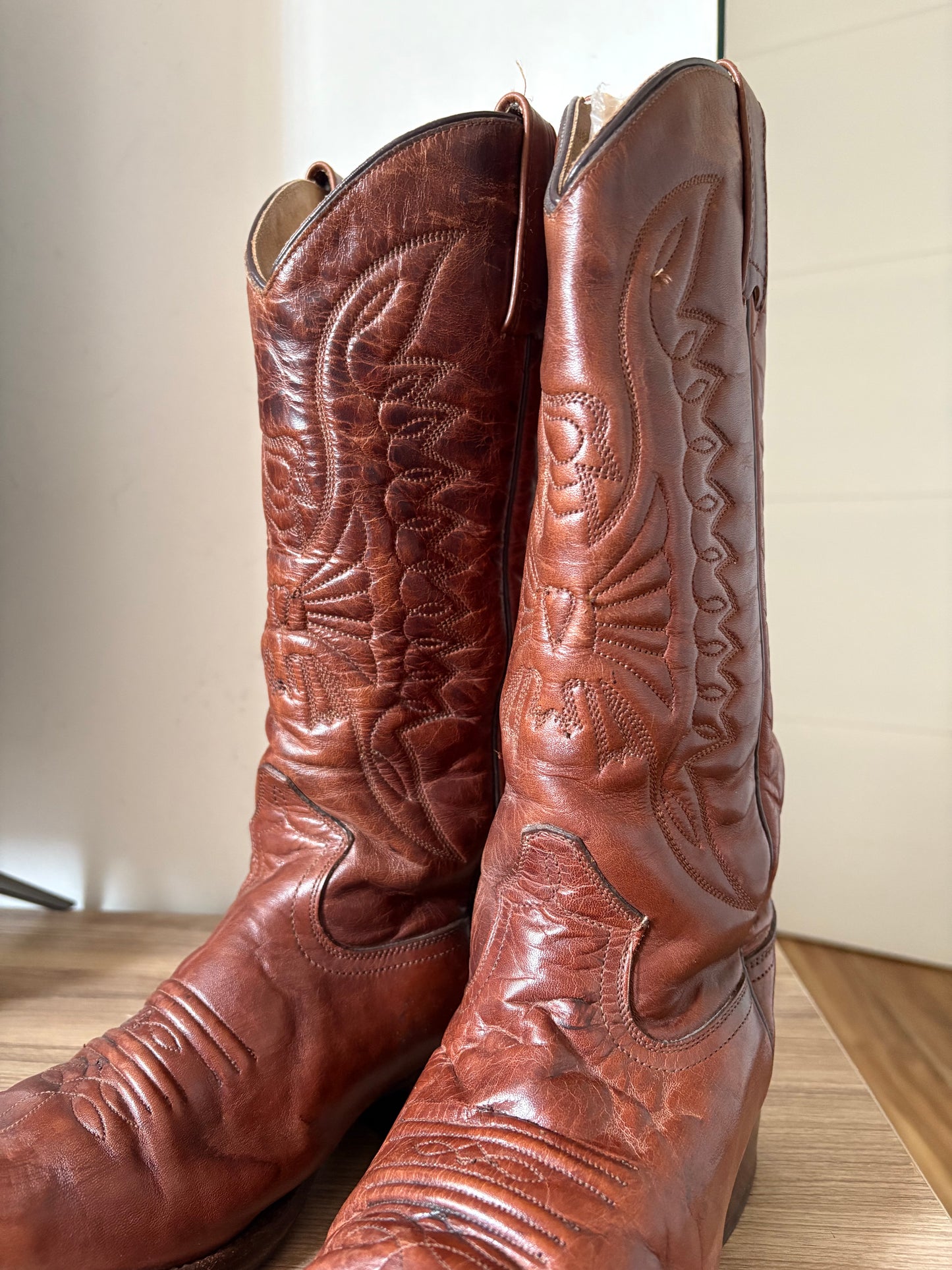 Western leather cowboy boots