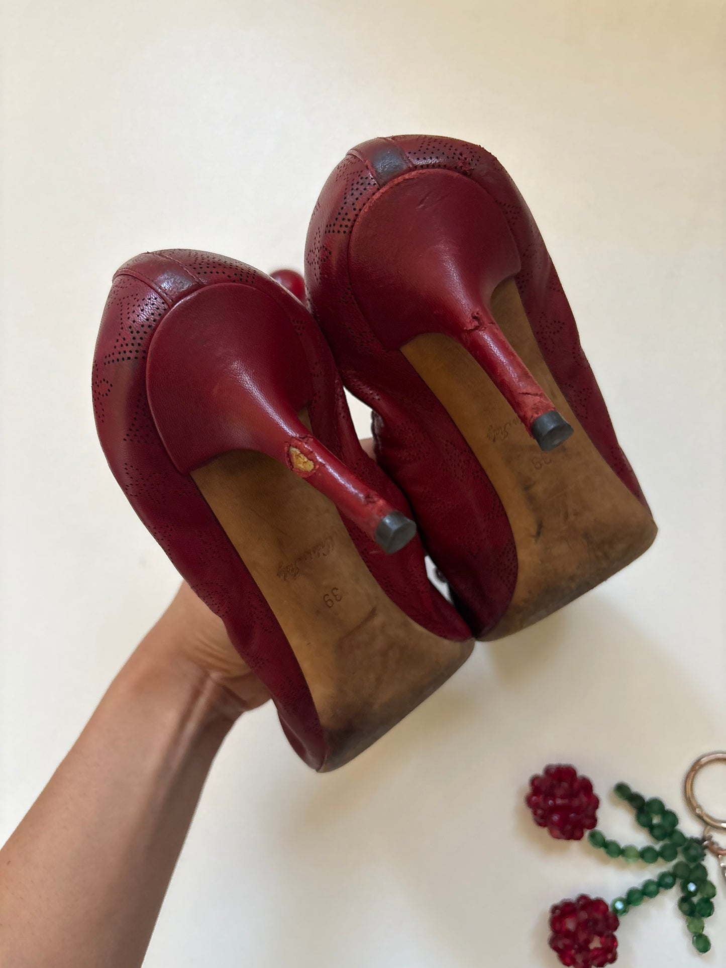 Louis Vuitton red leather heels