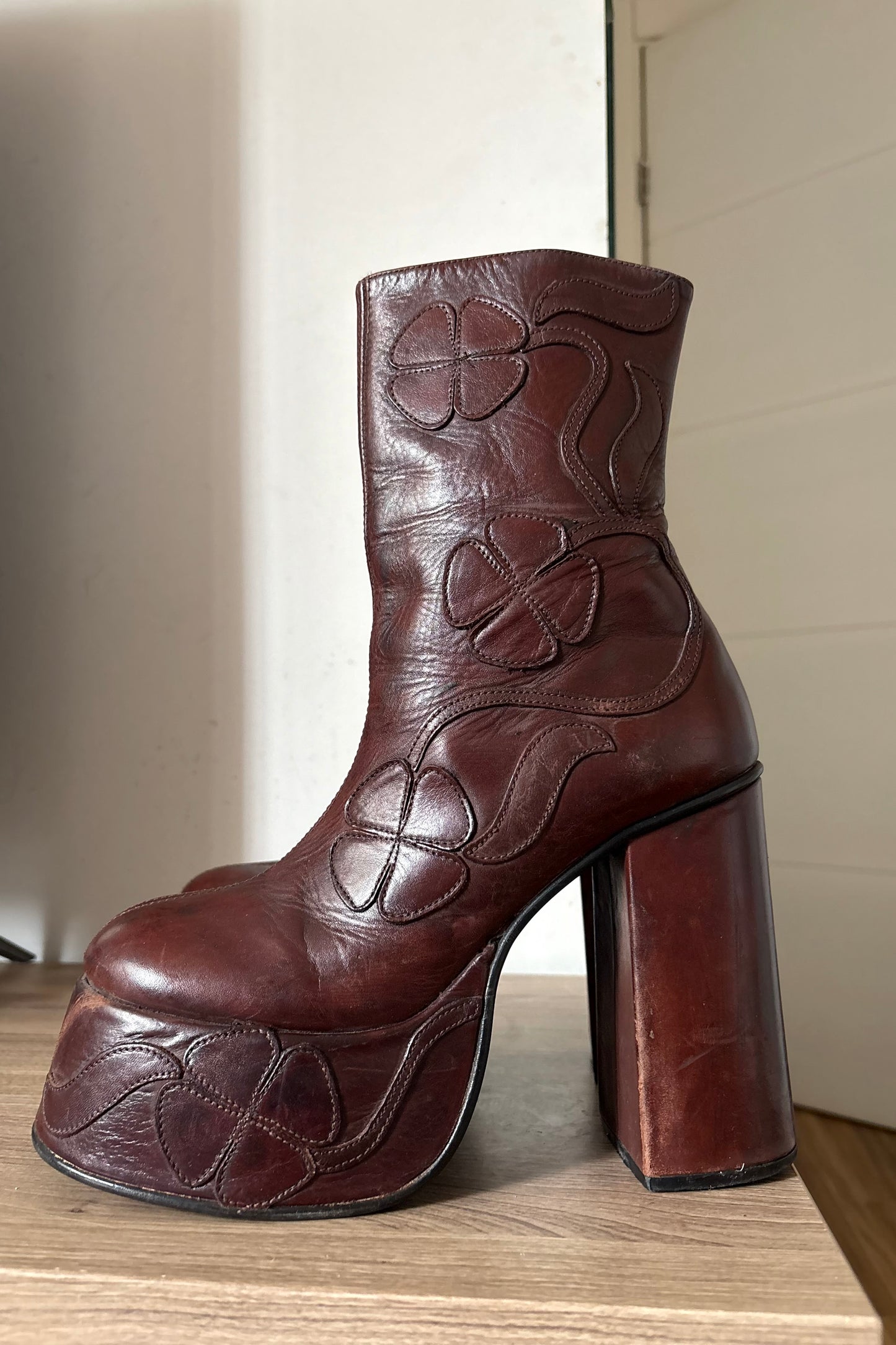 Shock vintage rare leather platform boots